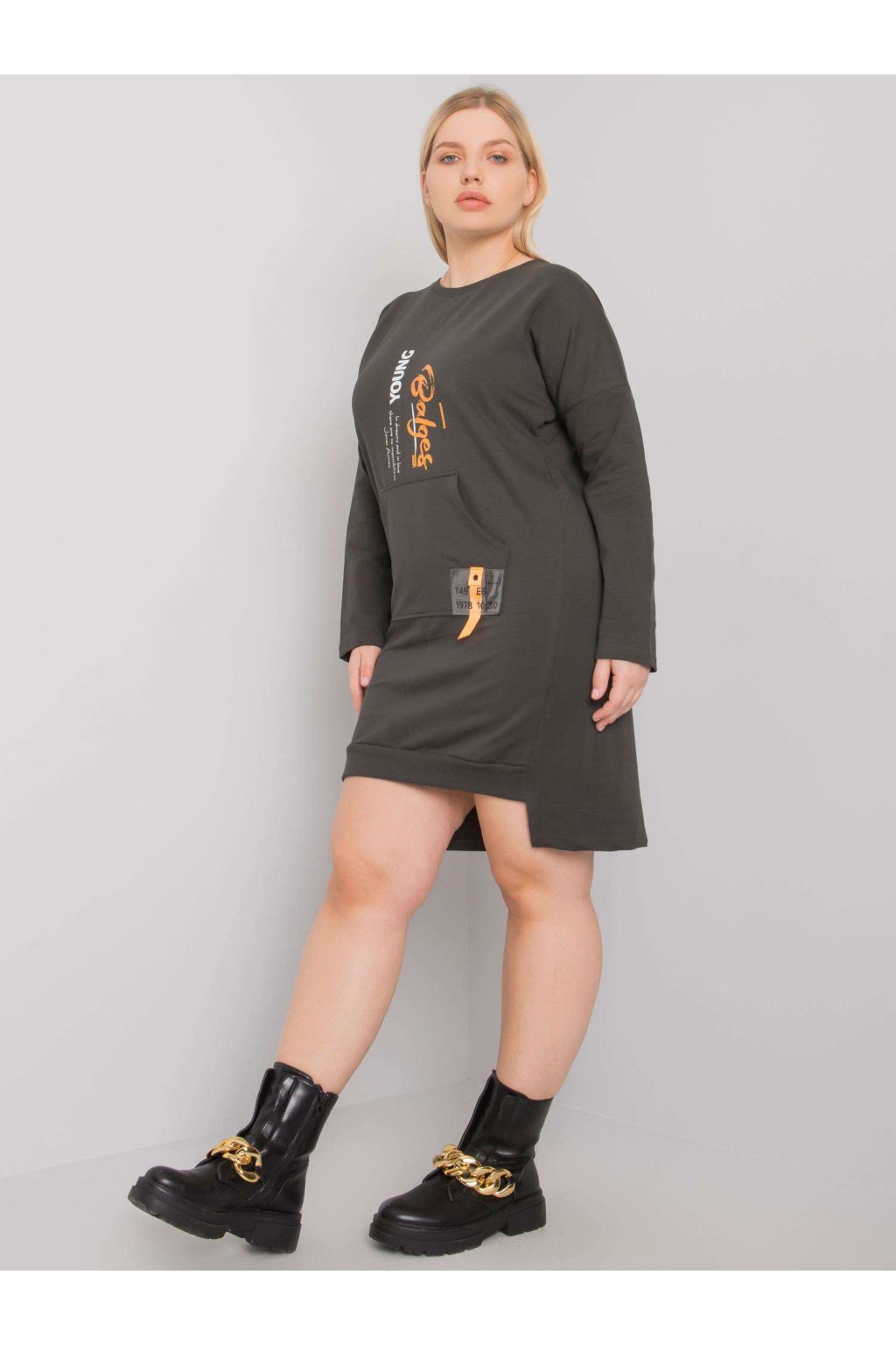 Dámske tmave-khaki šaty plus size kód produktu RV-SK-7178.44