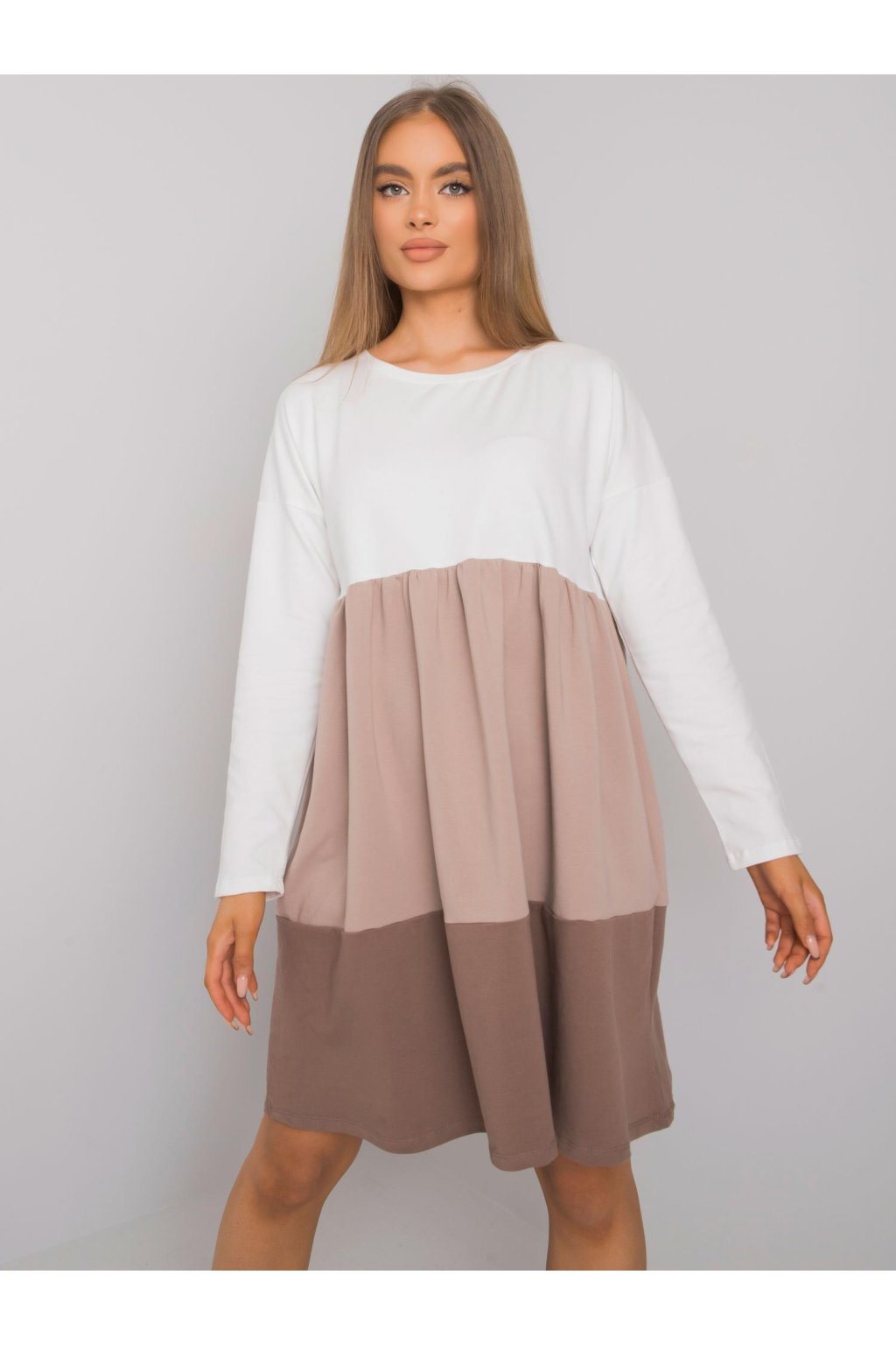 Dámske hnede šaty na bežný deň kód produktu RV-SK-7188.83P