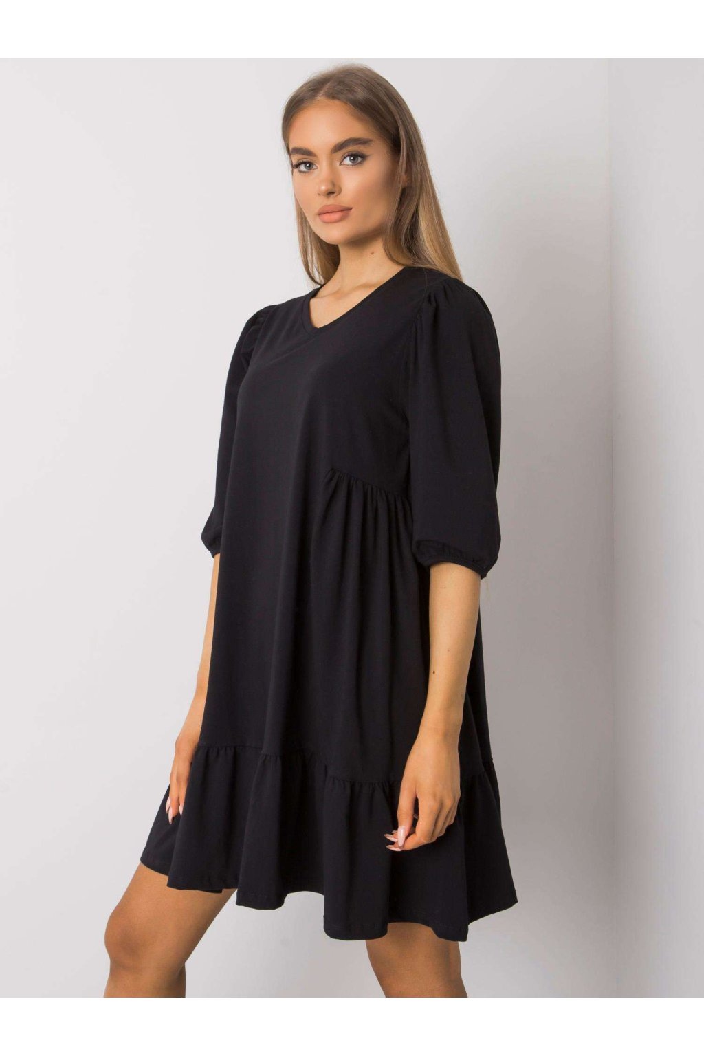 Dámske čierne šaty basic kód produktu RV-SK-7248.09P