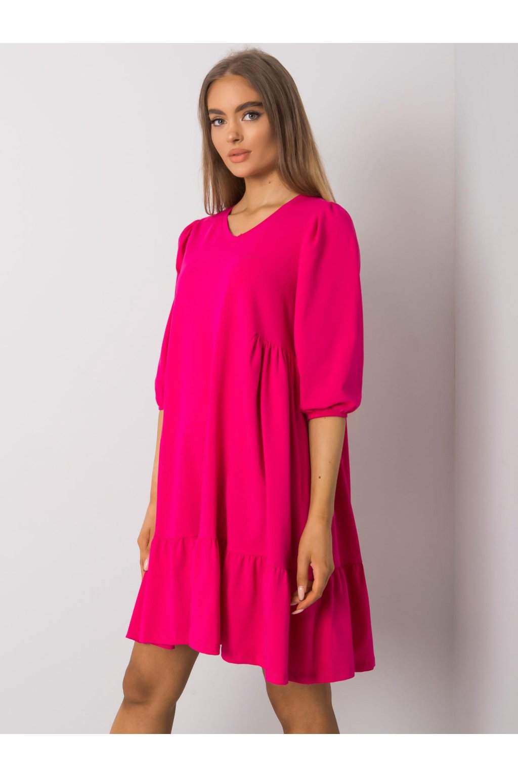Dámske fuksiovo-ružove šaty basic kód produktu RV-SK-7248.09P