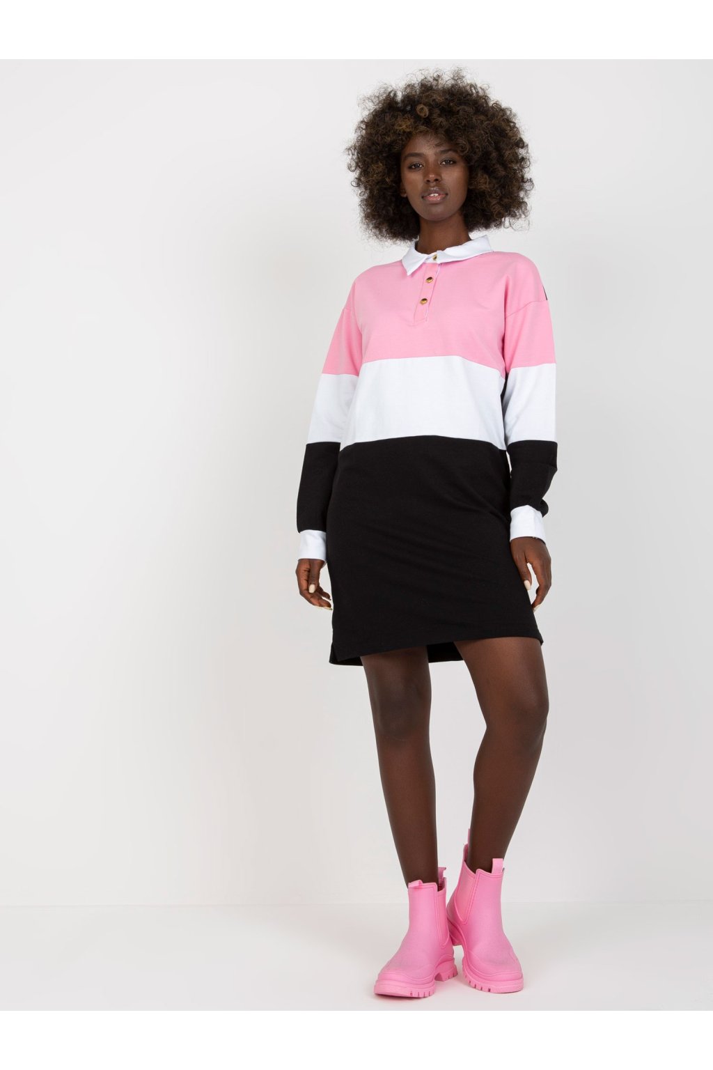 Dámske čierno-ružove šaty na bežný deň kód produktu RV-SK-8072.20P