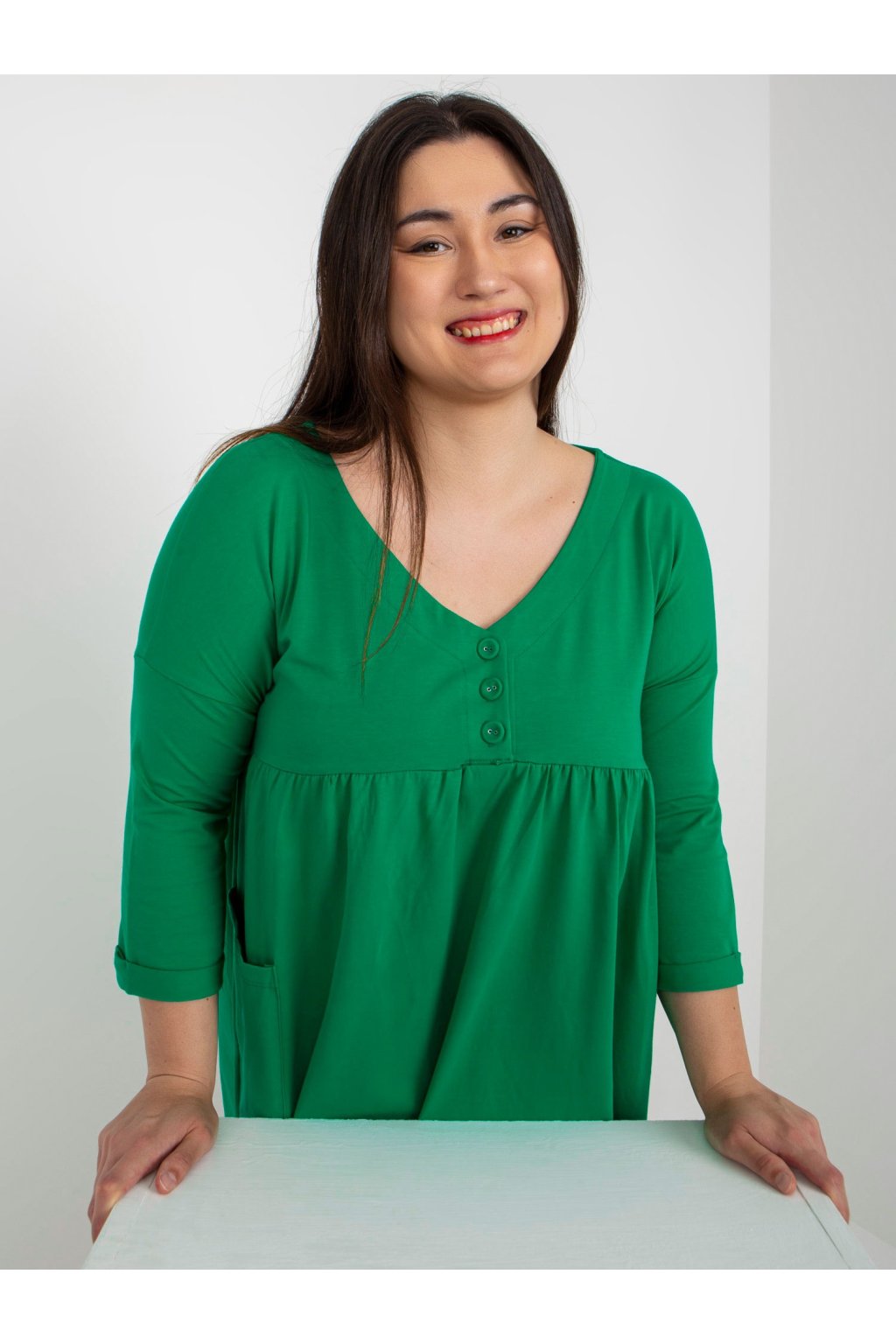 Dámske zelene šaty plus size kód produktu RV-SK-8529.37P