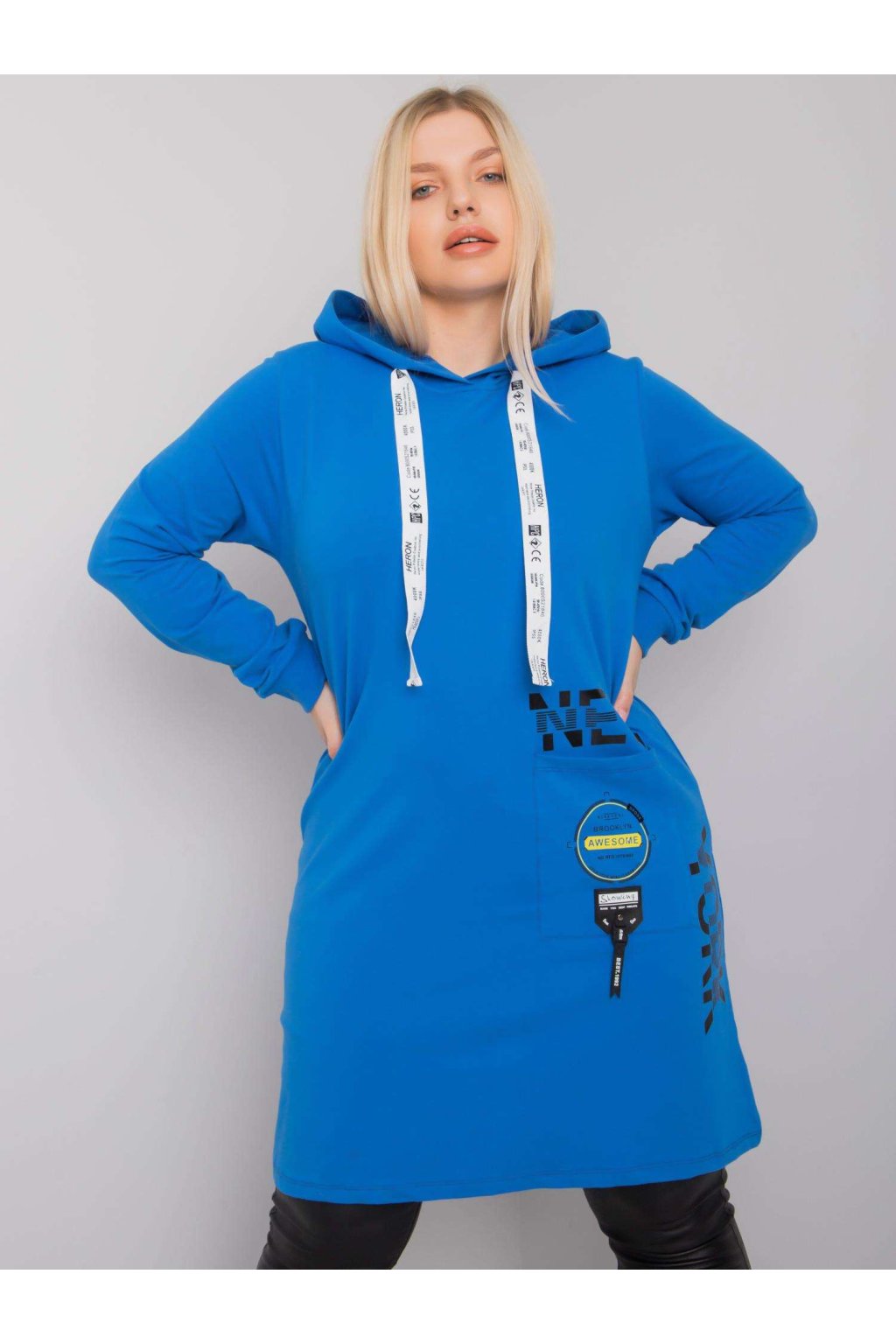 Dámske tmavo-modre šaty - tunika pre plnoštíhle moletky kód produktu RV-TU-7221.80P