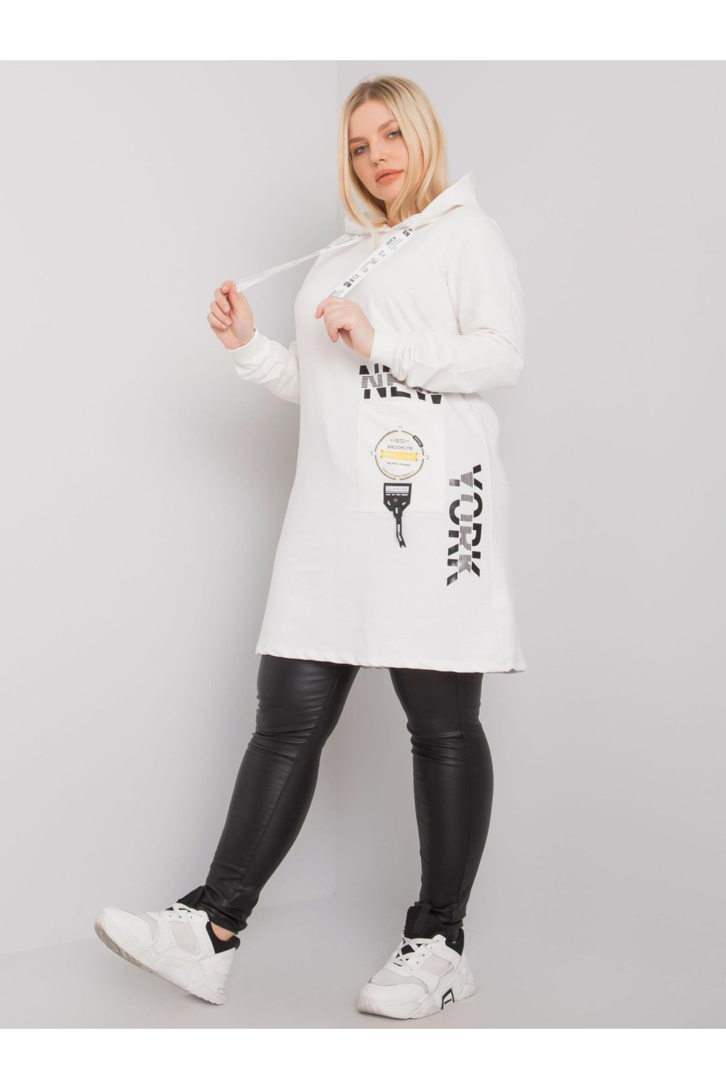 Dámske okrove šaty - tunika pre plnoštíhle moletky kód produktu RV-TU-7221.80P