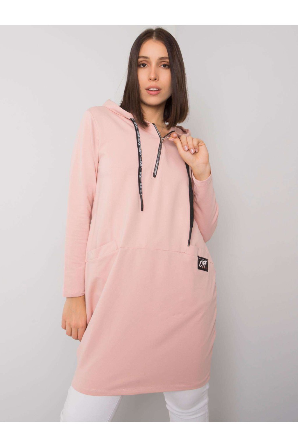 Dámske svetlo-ružove šaty - tunika pre plnoštíhle moletky kód produktu RV-TU-7238.36