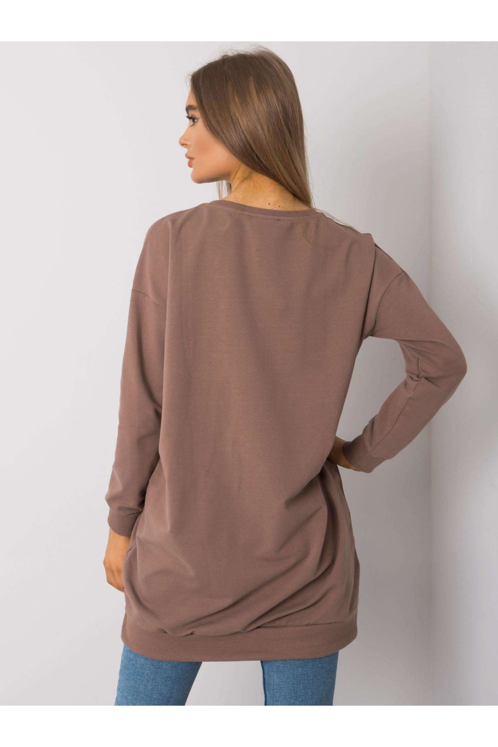 Dámske hnede šaty - tunika na bežný deň kód produktu RV-TU-7258.40P