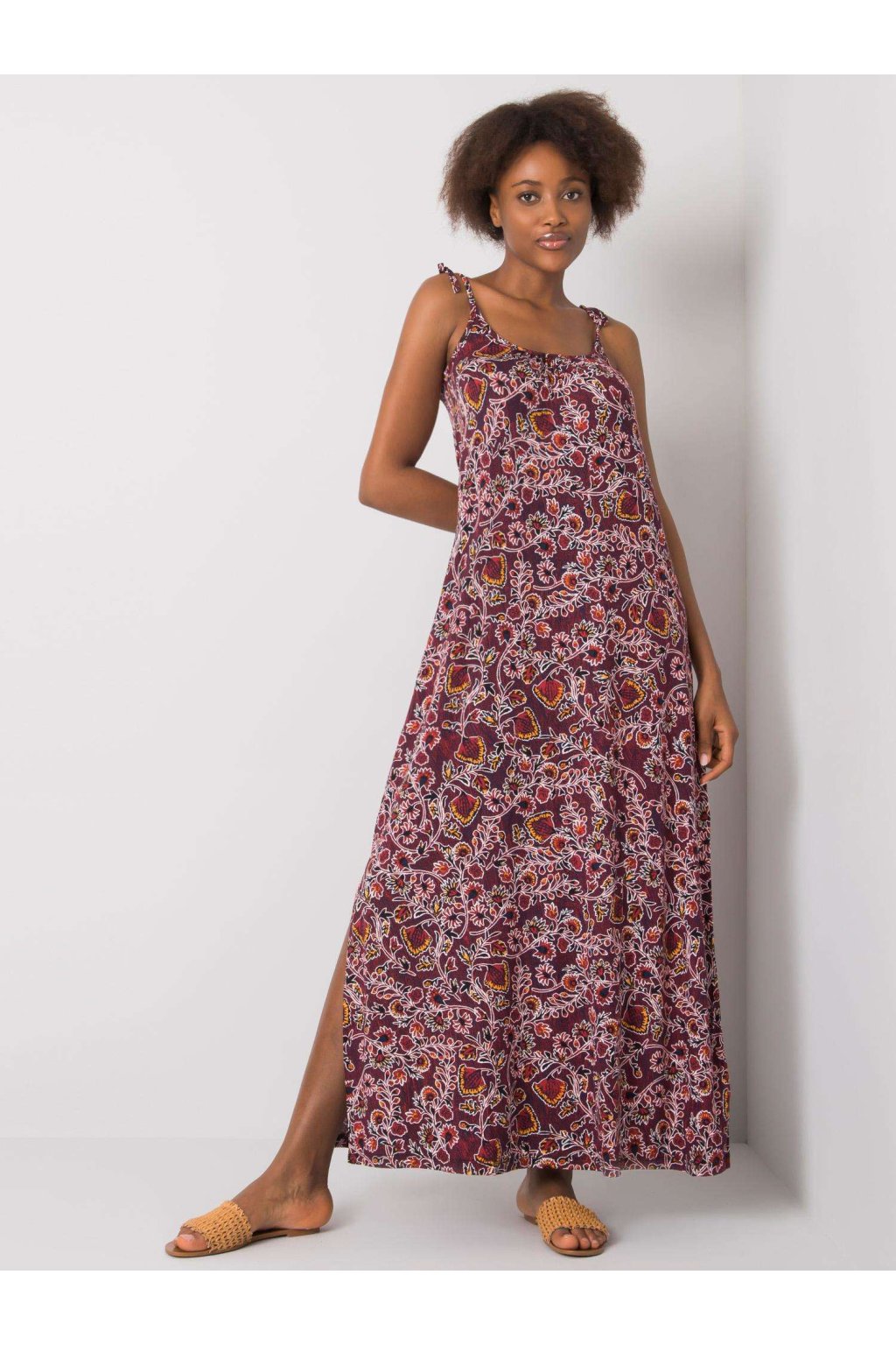 Dámske bordove šaty s podtlačeným vzorom kód produktu TO-SK-1571.36P