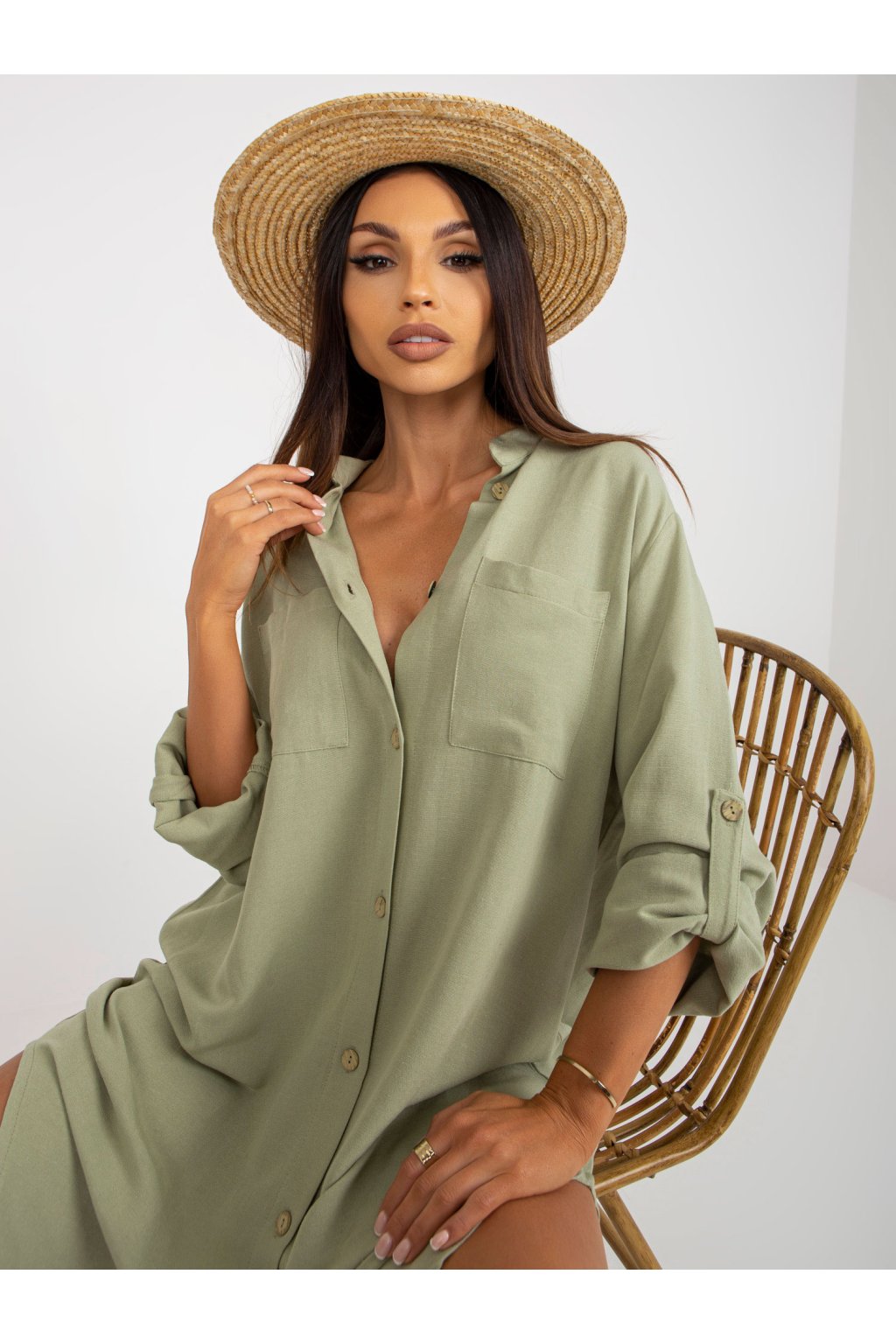 Dámske pisteciove šaty košeľové kód produktu TW-SK-BE-199D.85P