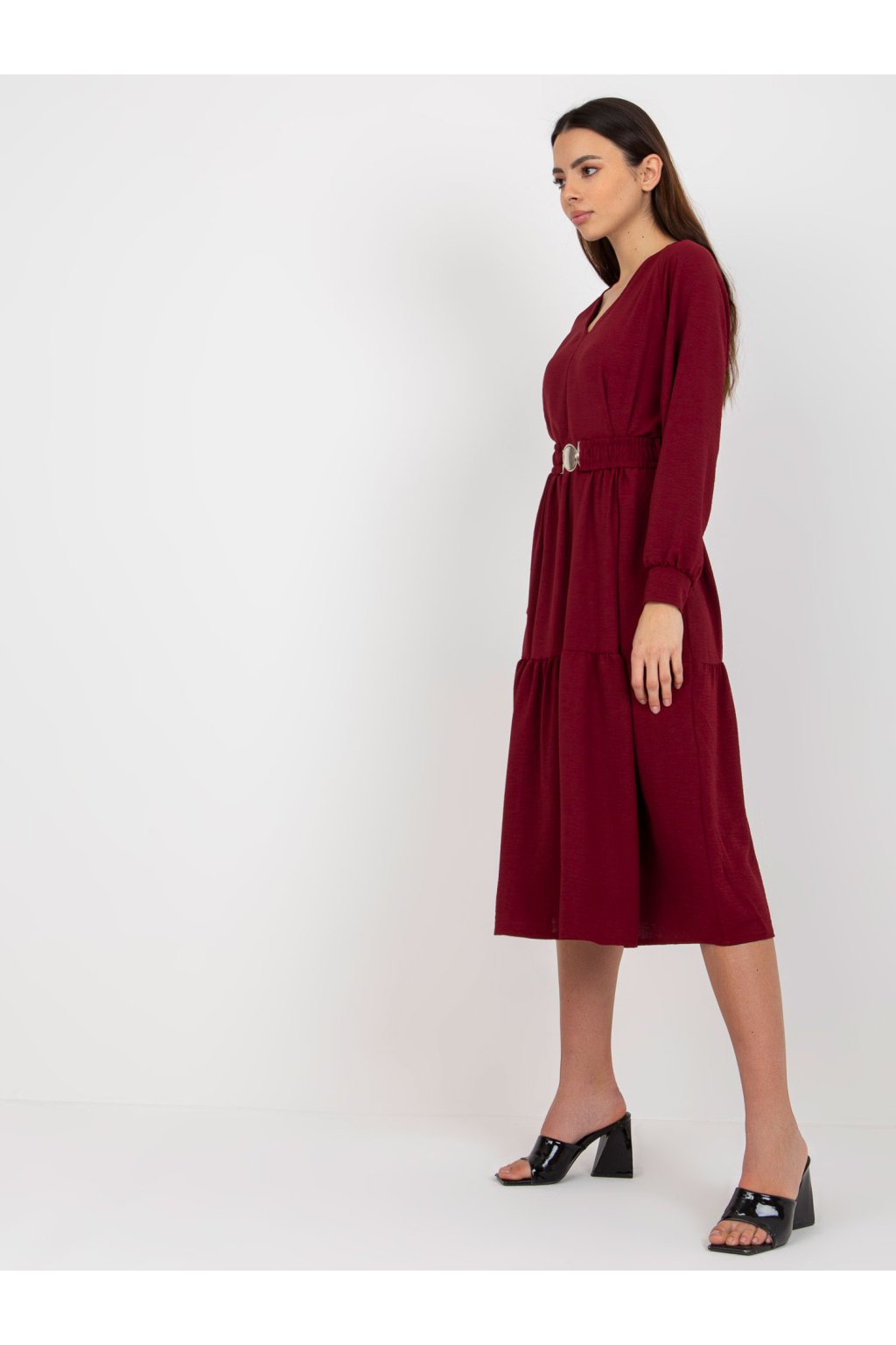 Dámske bordove šaty s volánom kód produktu TW-SK-BI-2021706.93P