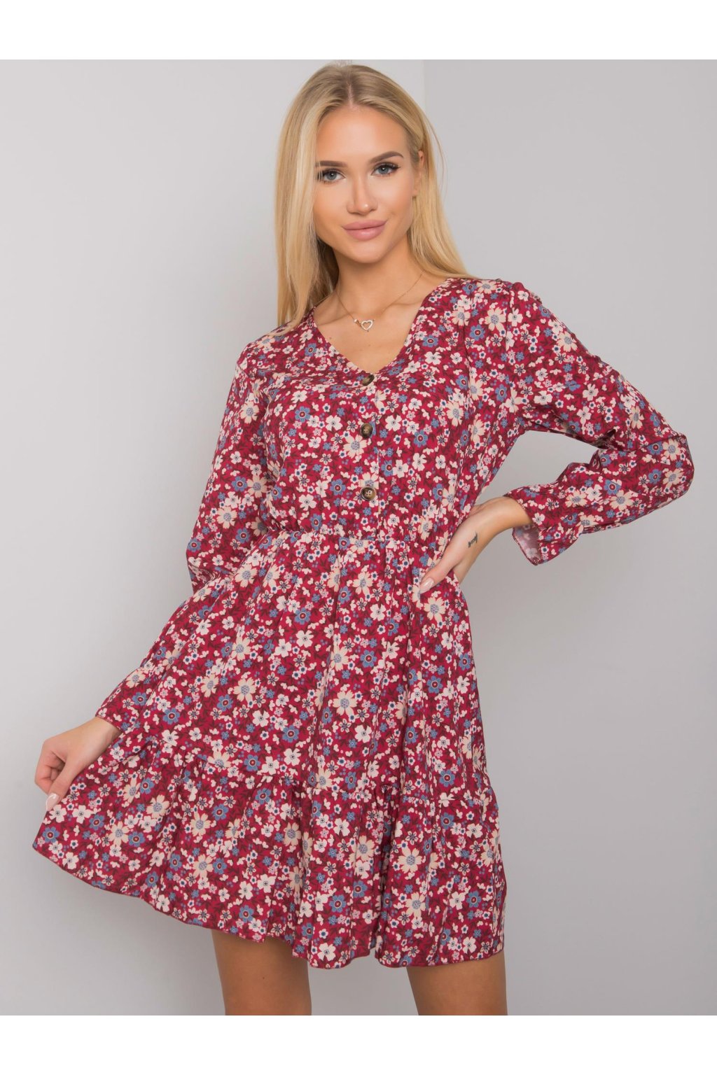 Dámske bordove šaty s podtlačeným vzorom kód produktu TW-SK-BI-25624.20P