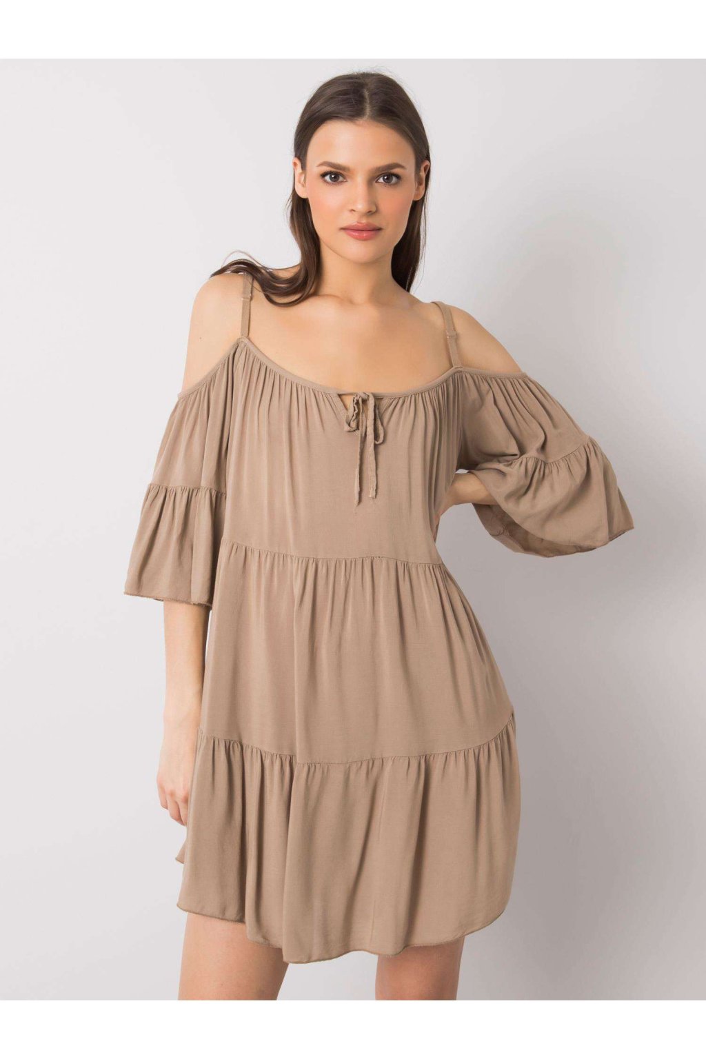 Dámske tmavo-béžove šaty na bežný deň kód produktu TW-SK-BI-80840.20