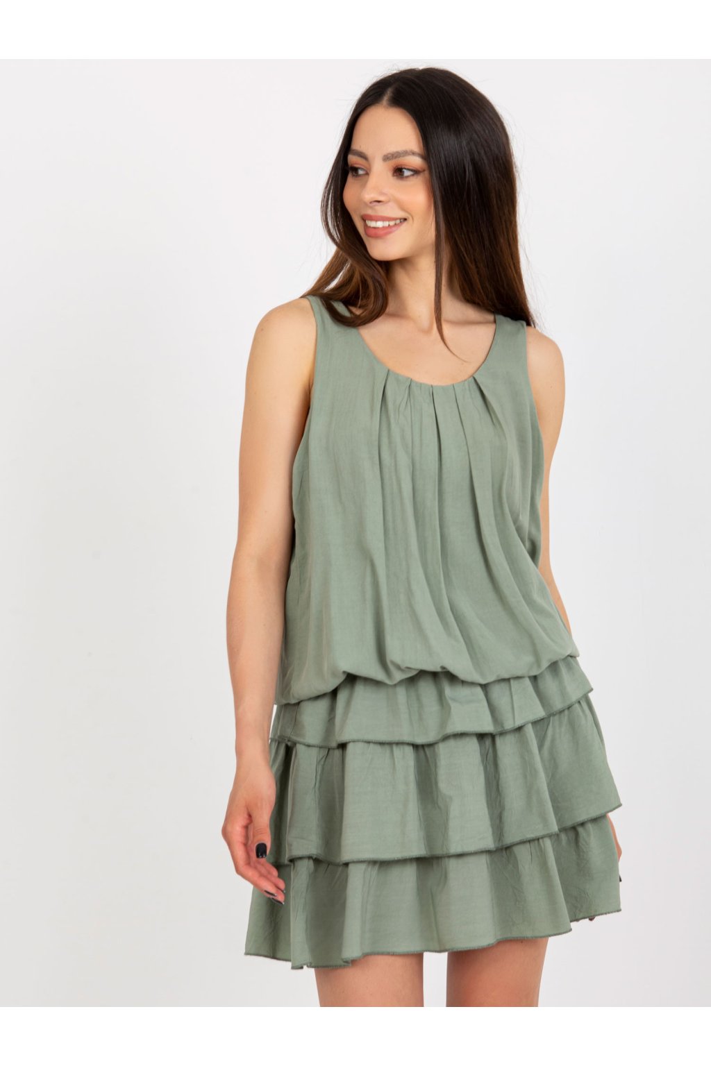 Dámske khaki šaty letne kód produktu TW-SK-BI-8139.44