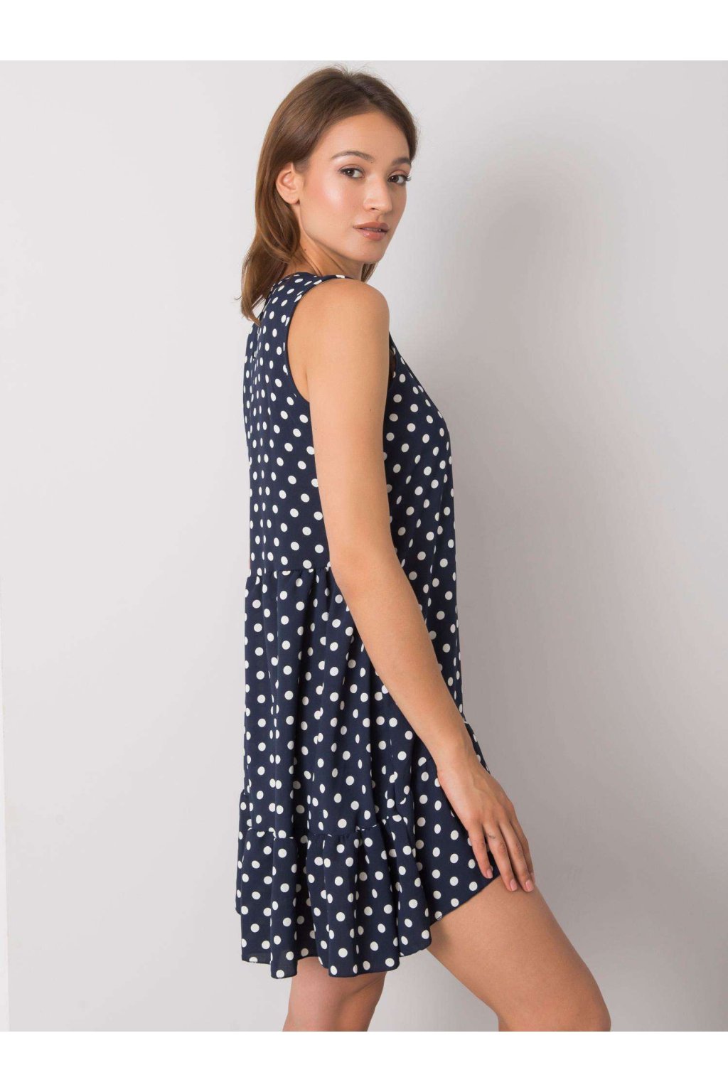 Dámske granatovo-modre šaty s volánom kód produktu WN-SK-700.71