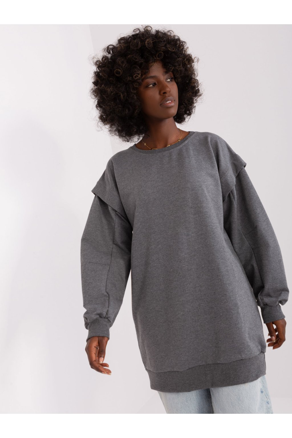 Dámske tmavo-sive šaty - tunika dlha kód produktu EM-TU-HS-21-499.21