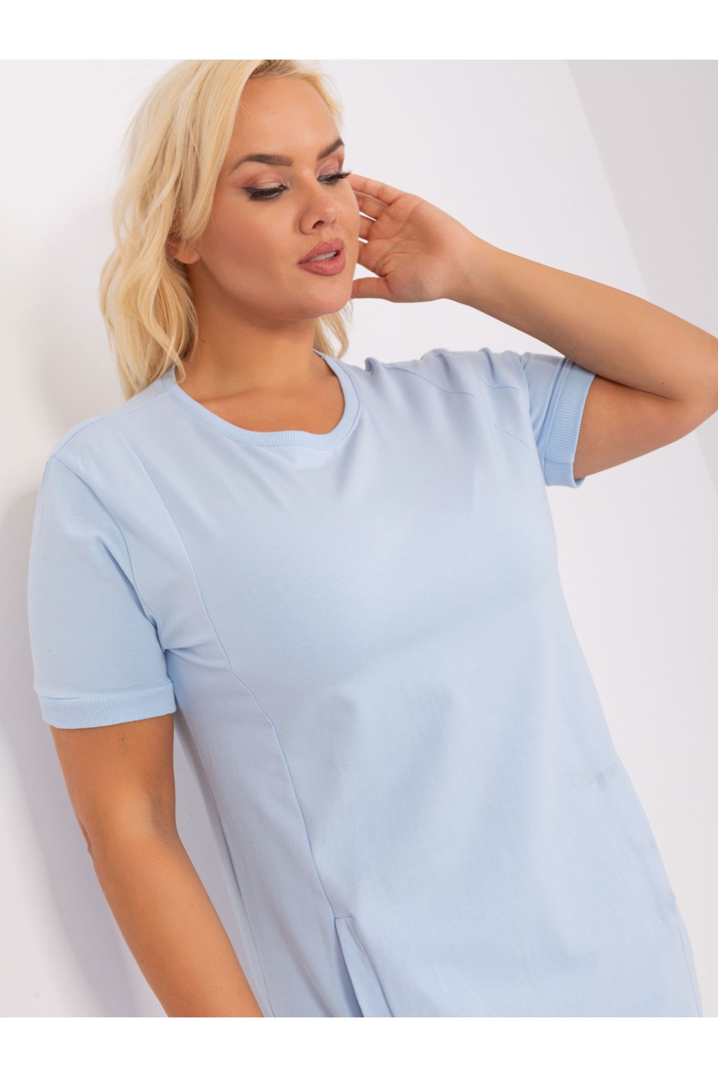 Dámske svetlo-modre šaty plus size kód produktu RV-SK-8899.14P