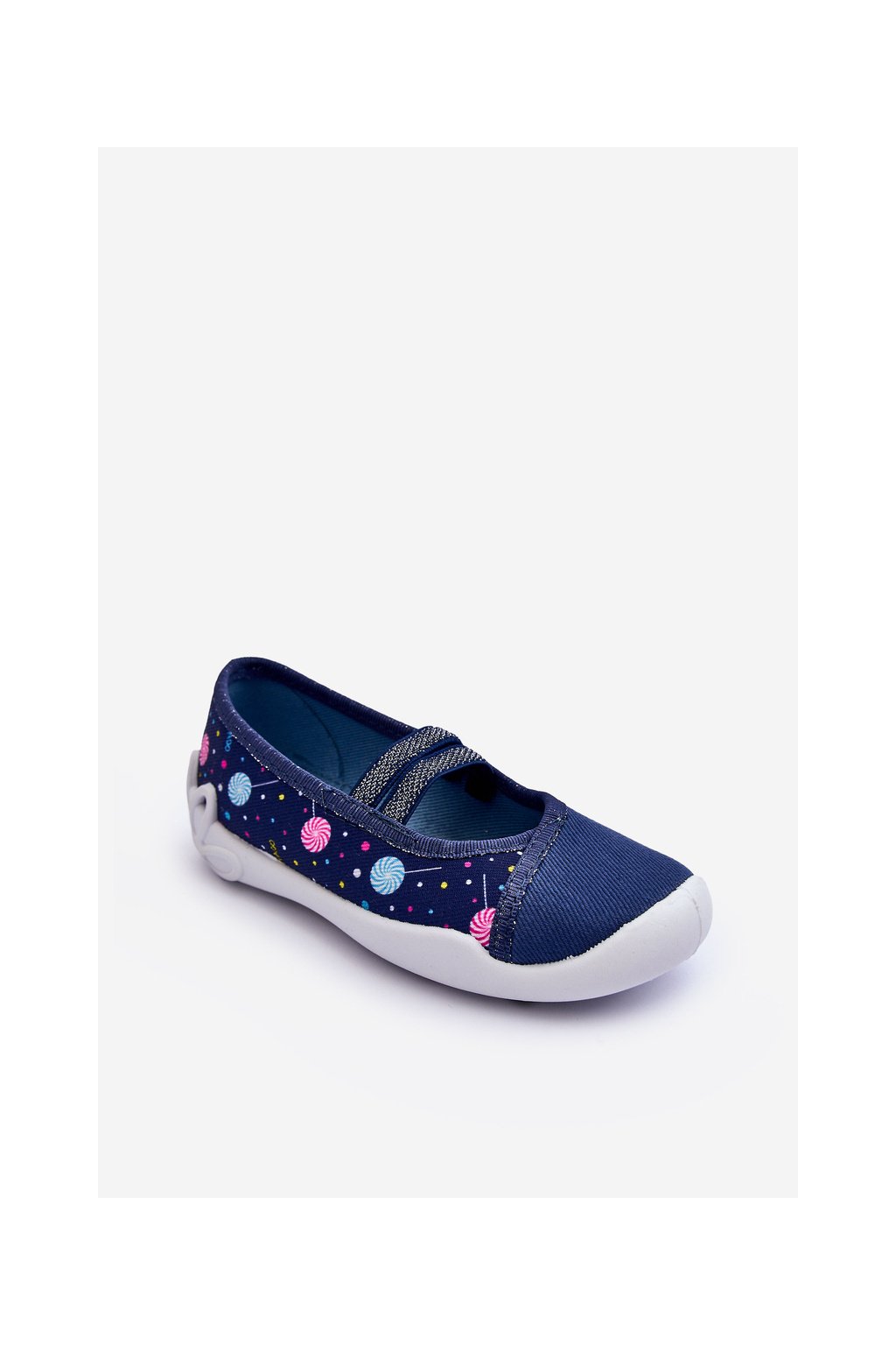 Detské tmavo modré šľapky s rovnou podrážkou, textilné, kód produktu 116X316 NAVY