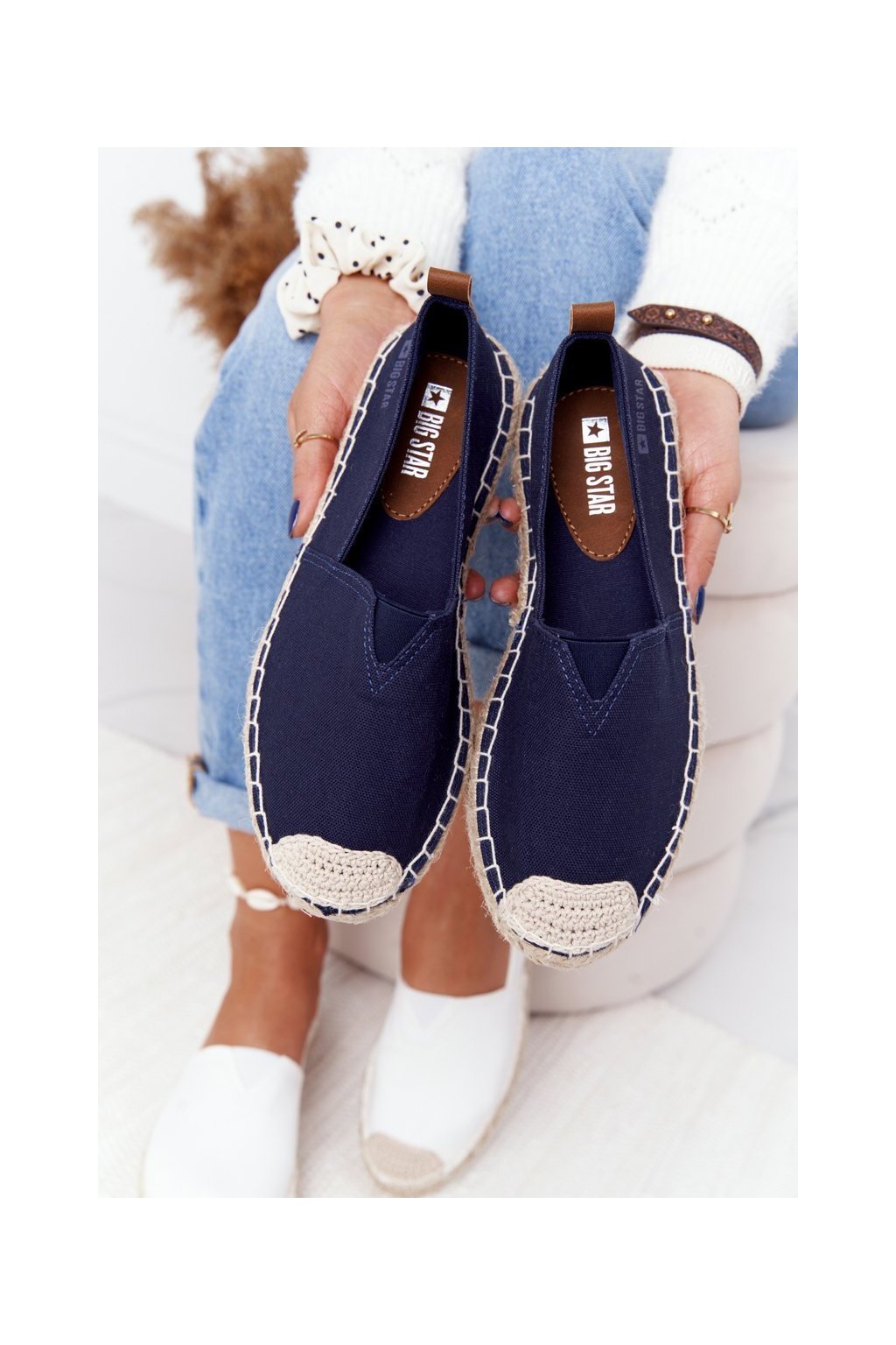 Dámske tmavomodré textilné slip-on tenisky BIG STAR, kód produktu HH274500 NAVY