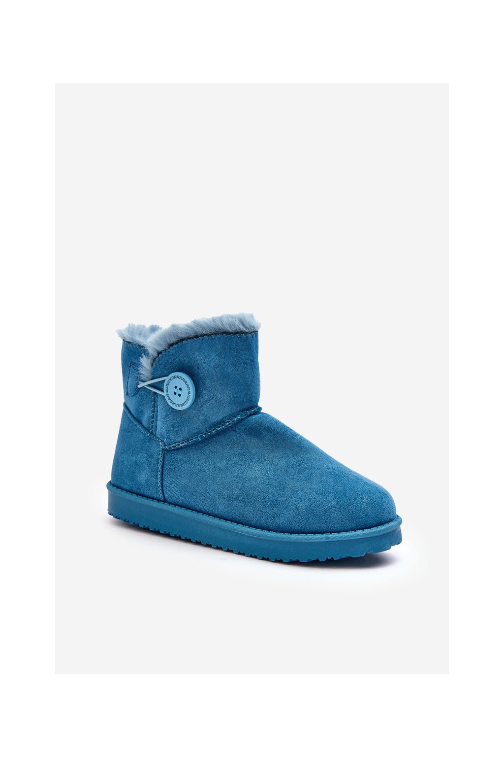 Tmavomodré dámske snehule z eko semišu s hrubou kožušinou na platforme, kód produktu VL200P BLUE