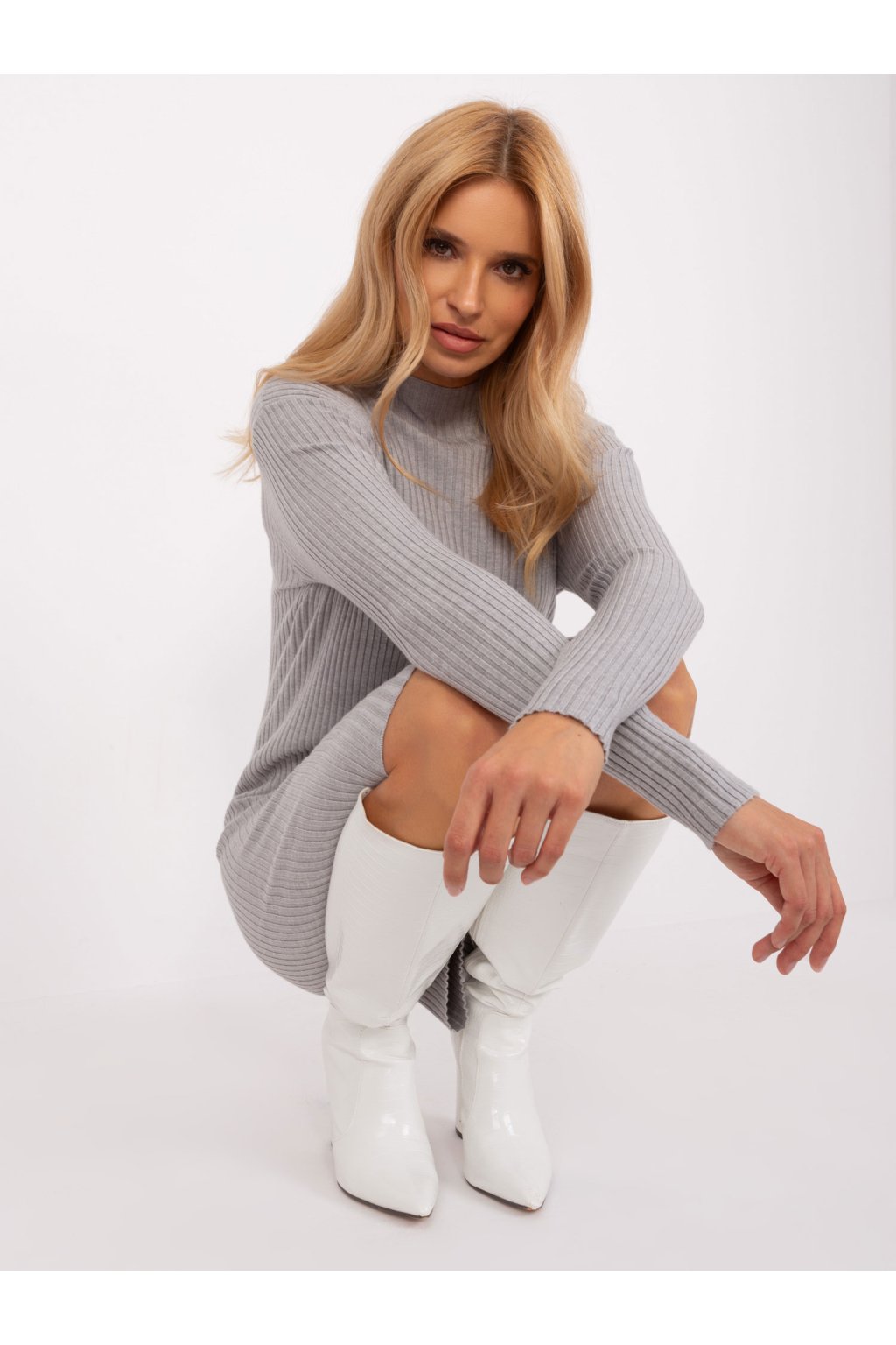 Dámske sive šaty pletene dizajnove kód produktu PM-SK-PM319.19