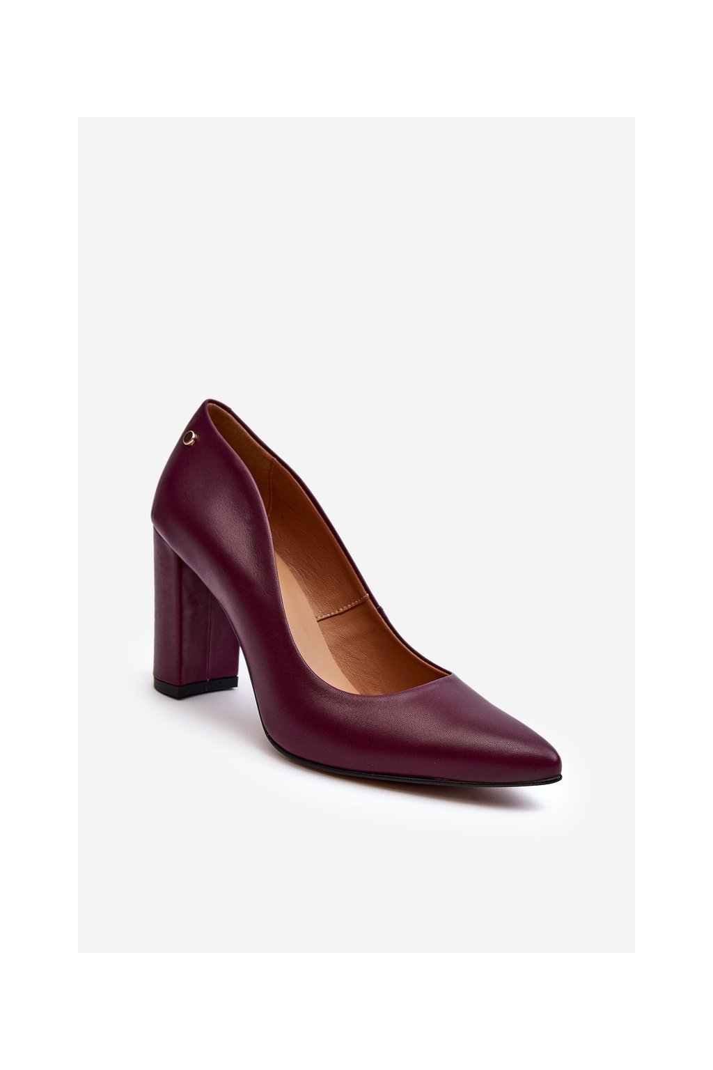 Červené dámske kožené lodičky s stĺpovým podpätkom Lewski Shoes, kód produktu 2624/228