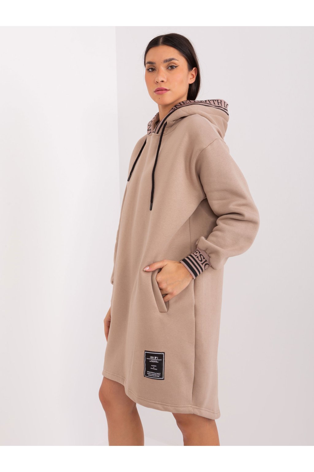 Dámske tmavo-béžove šaty - tunika športove kód produktu RV-TU-9224.95P