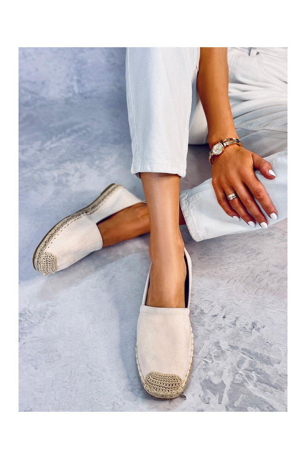 Hnedé dámske espadrilky na nízkom podpätku, kód produktu 9229 Beige