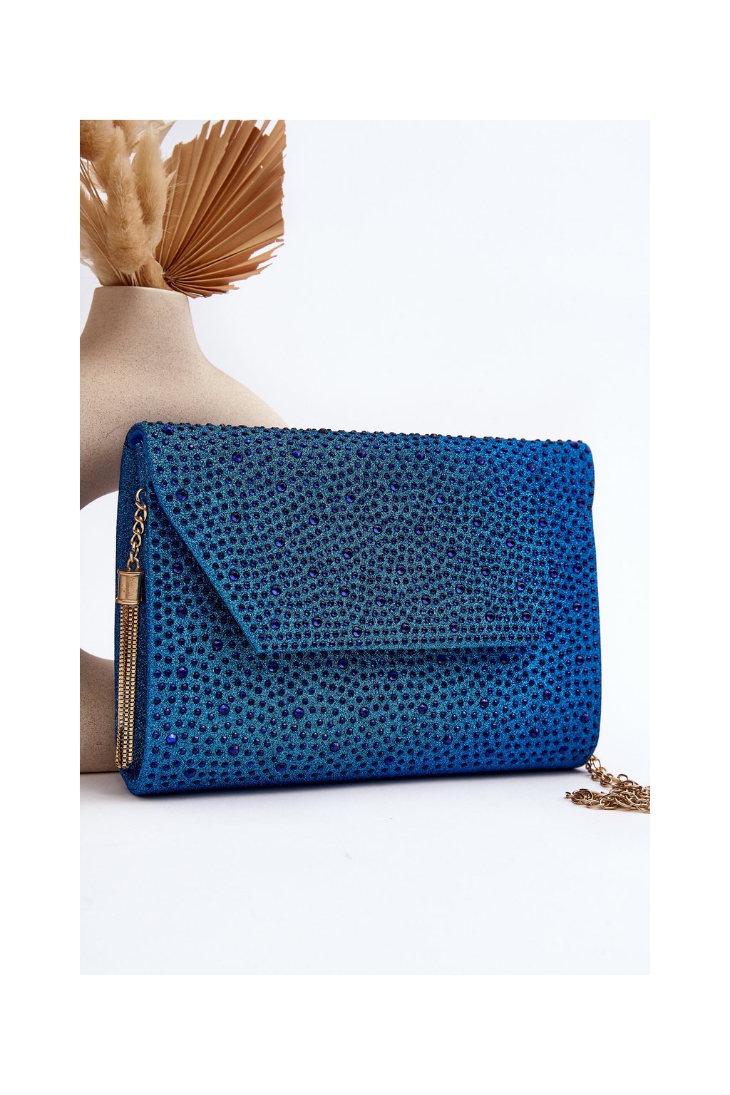 Dámska modrá plastová kabelka s odnímateľným retiazkom, kód produktu MD-2345/ BLUE