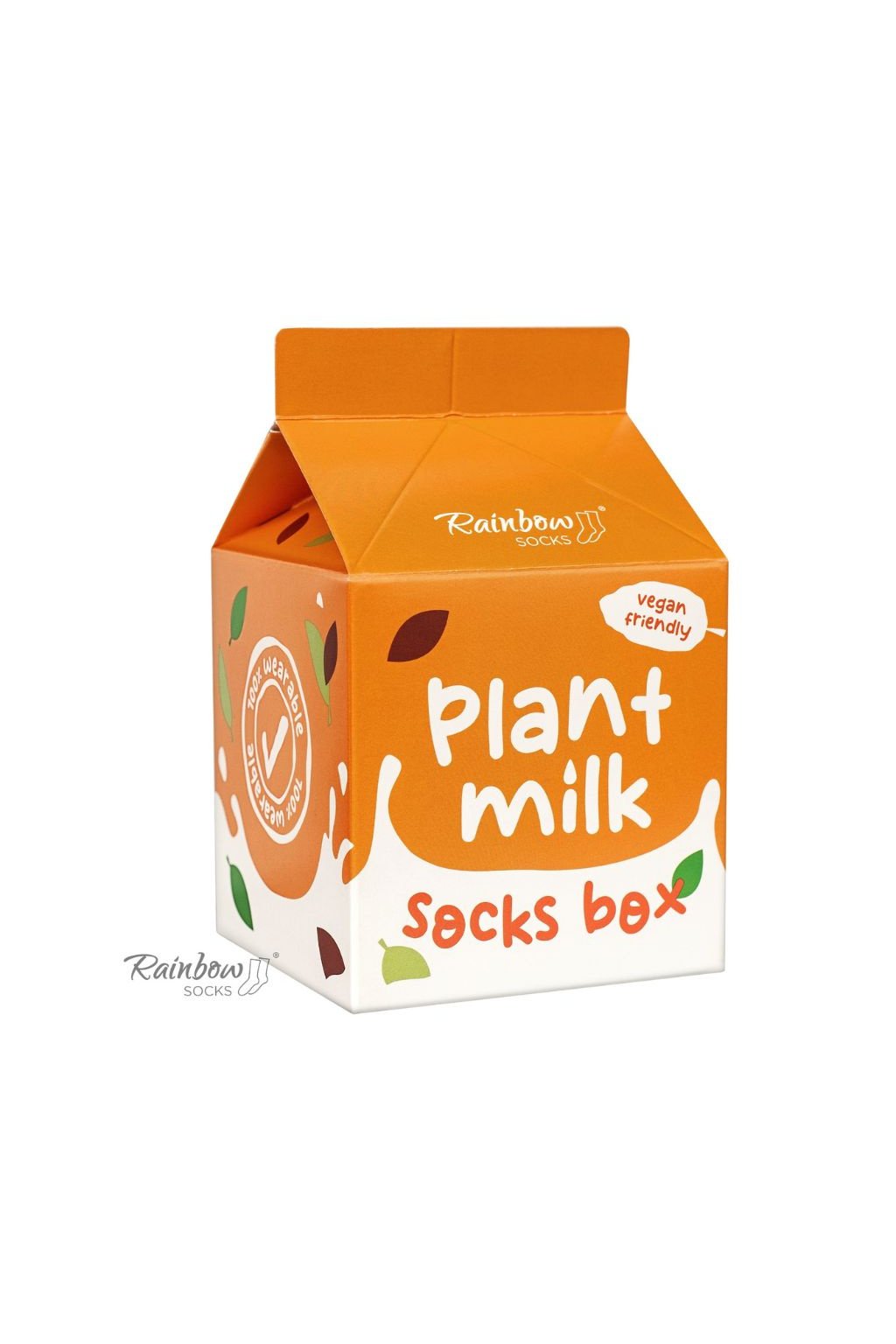 Pánske oranžové ponožky s motívom rastlinného mlieka, kód produktu SK.29340/PLANTMILK