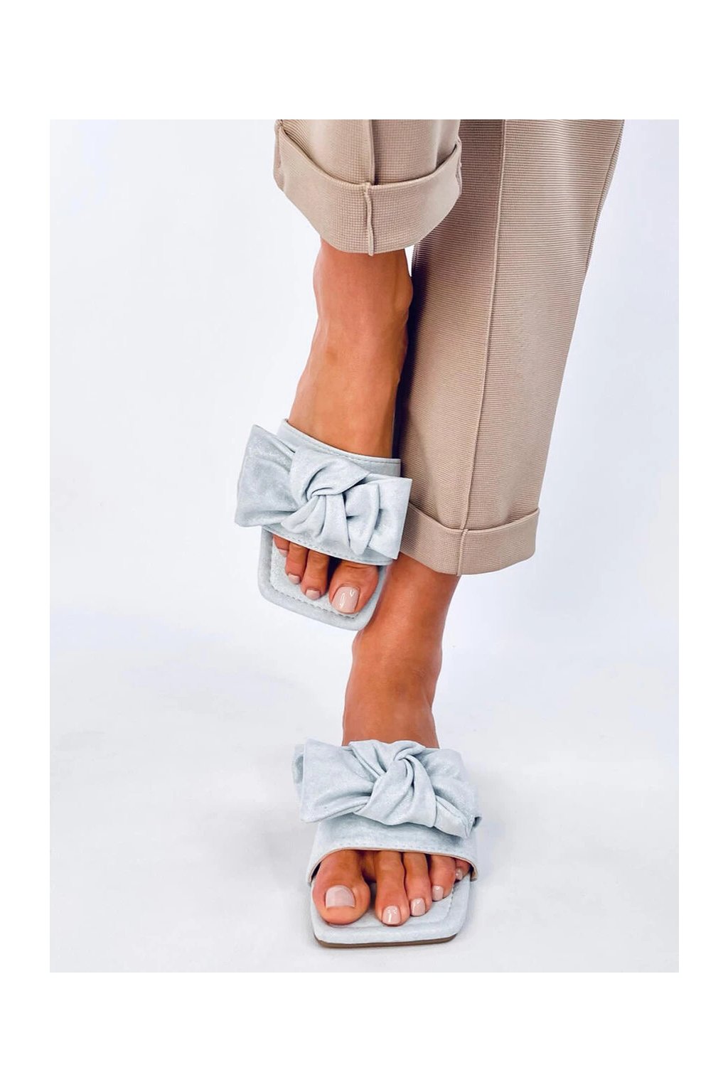 Modré dámske šľapky z eko semišu na bežné nosenie, kód produktu LS-97