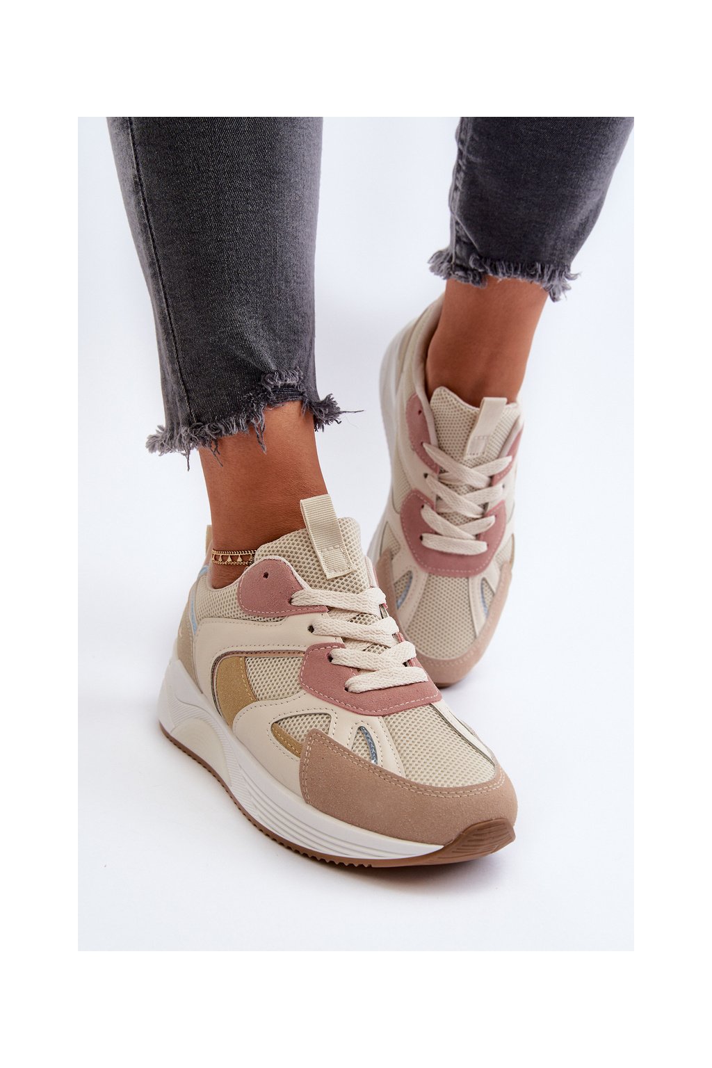 Dámske farebné tenisky na platforme s textílnym zvrškom, kód produktu 9277 PINK