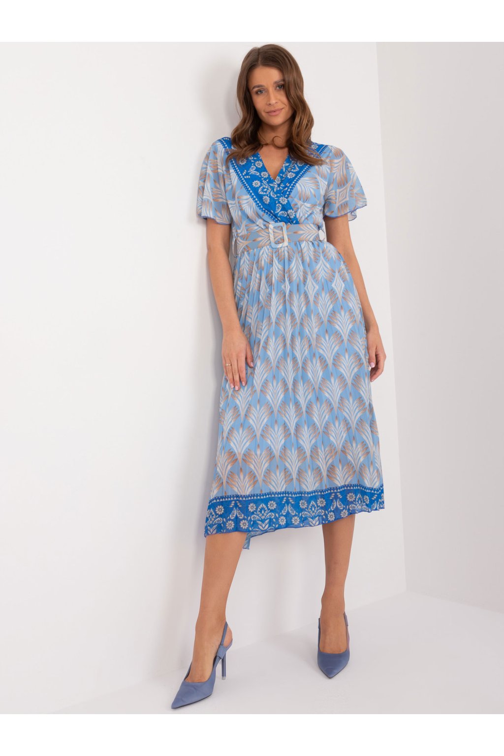 Dámske modre šaty letne kód produktu DHJ-SK-11331-7.71 (Farba Modrá, Veľkosť ONE SIZE)