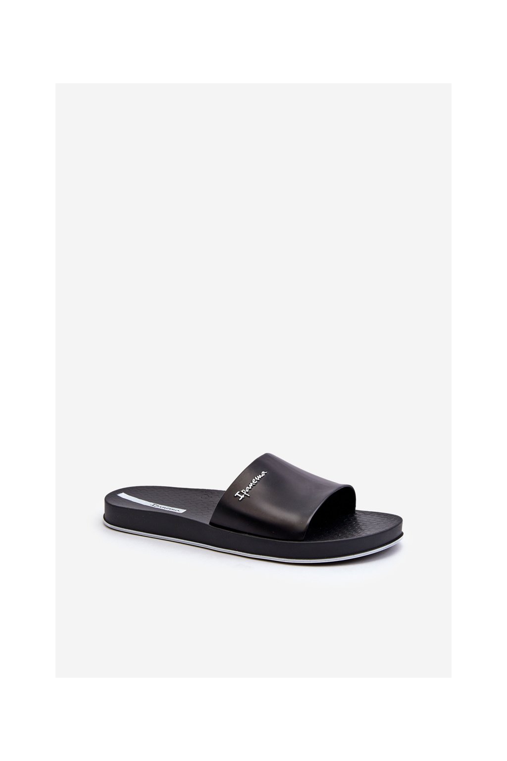 Pánske čierne gumové šľapky s rovnou podrážkou Ipanema, kód produktu 82832 BLK/WHT