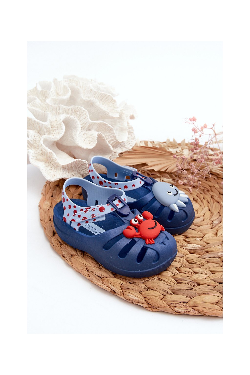 Modré detské sandále s suchým zipsom na rovnej podrážke, kód produktu 83486 BLUE