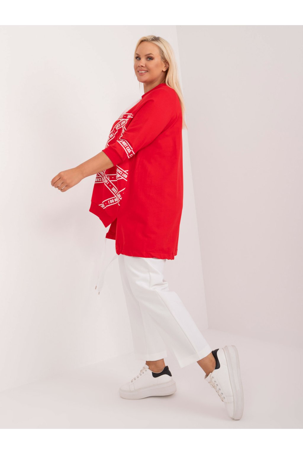 Dámske červene šaty - tunika plus size kód produktu RV-TU-7598.94