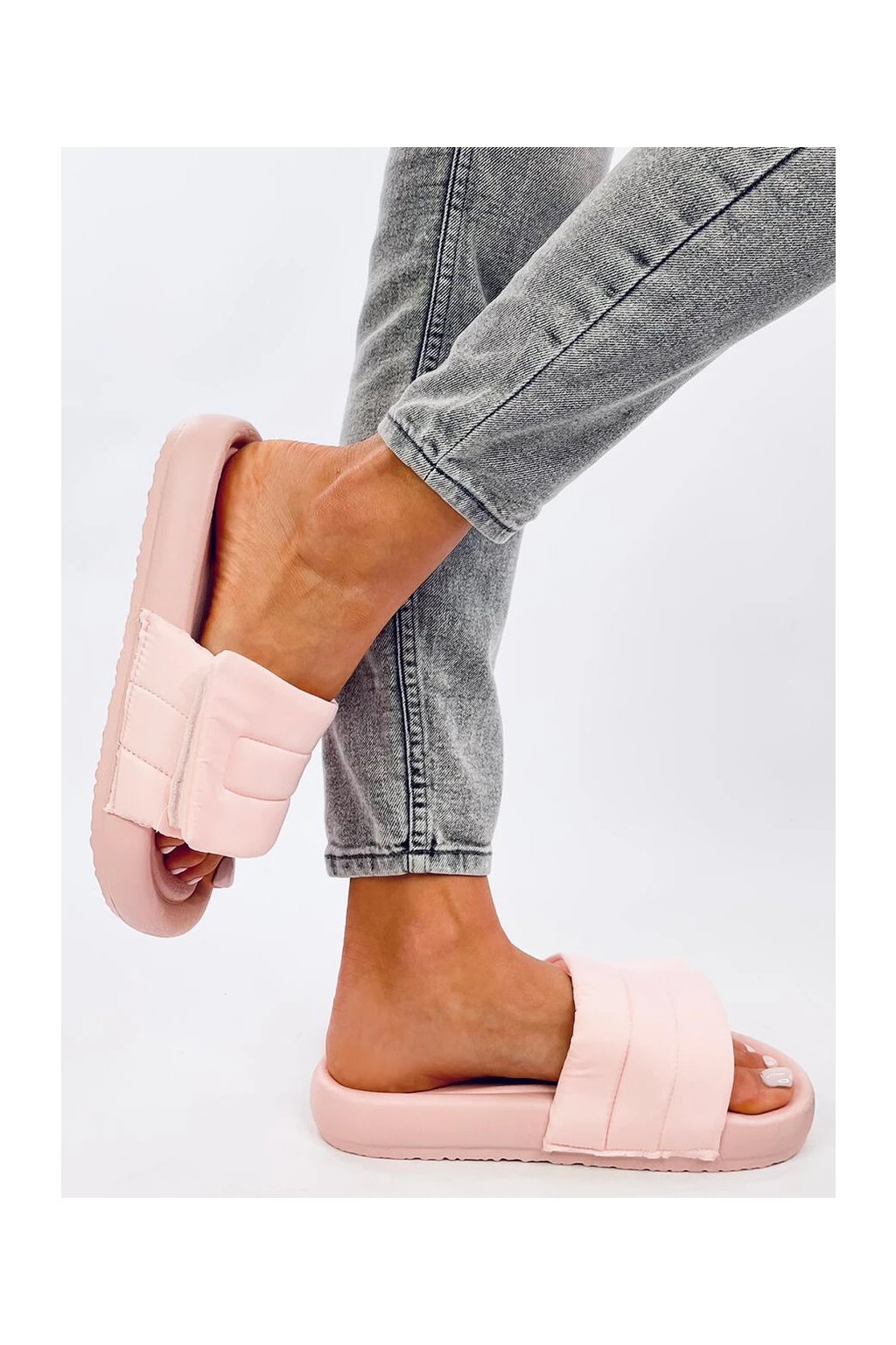 Ružové dámske šľapky z textilného materiálu na suchý zips, kód produktu 2H16-P1561-01