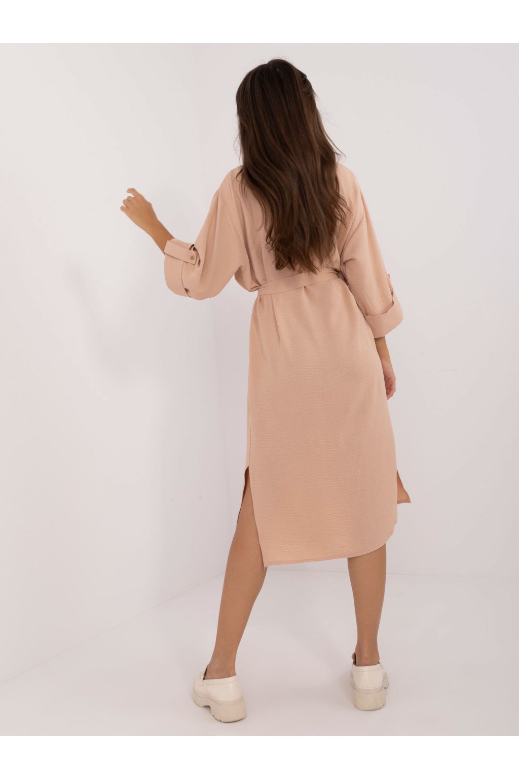 Dámske hnede camel šaty na bežný deň kód produktu LK-SK-509694.61