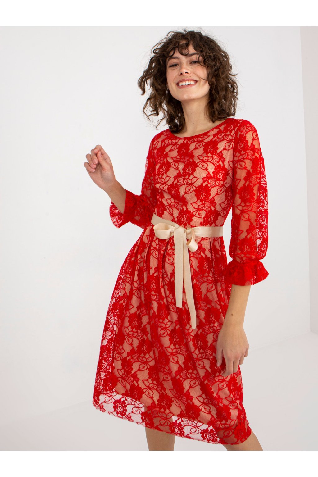 Dámske červené koktejlové šaty s elastanom na spoločenské udalosti, kód produktu LK-SK-507034-2.83