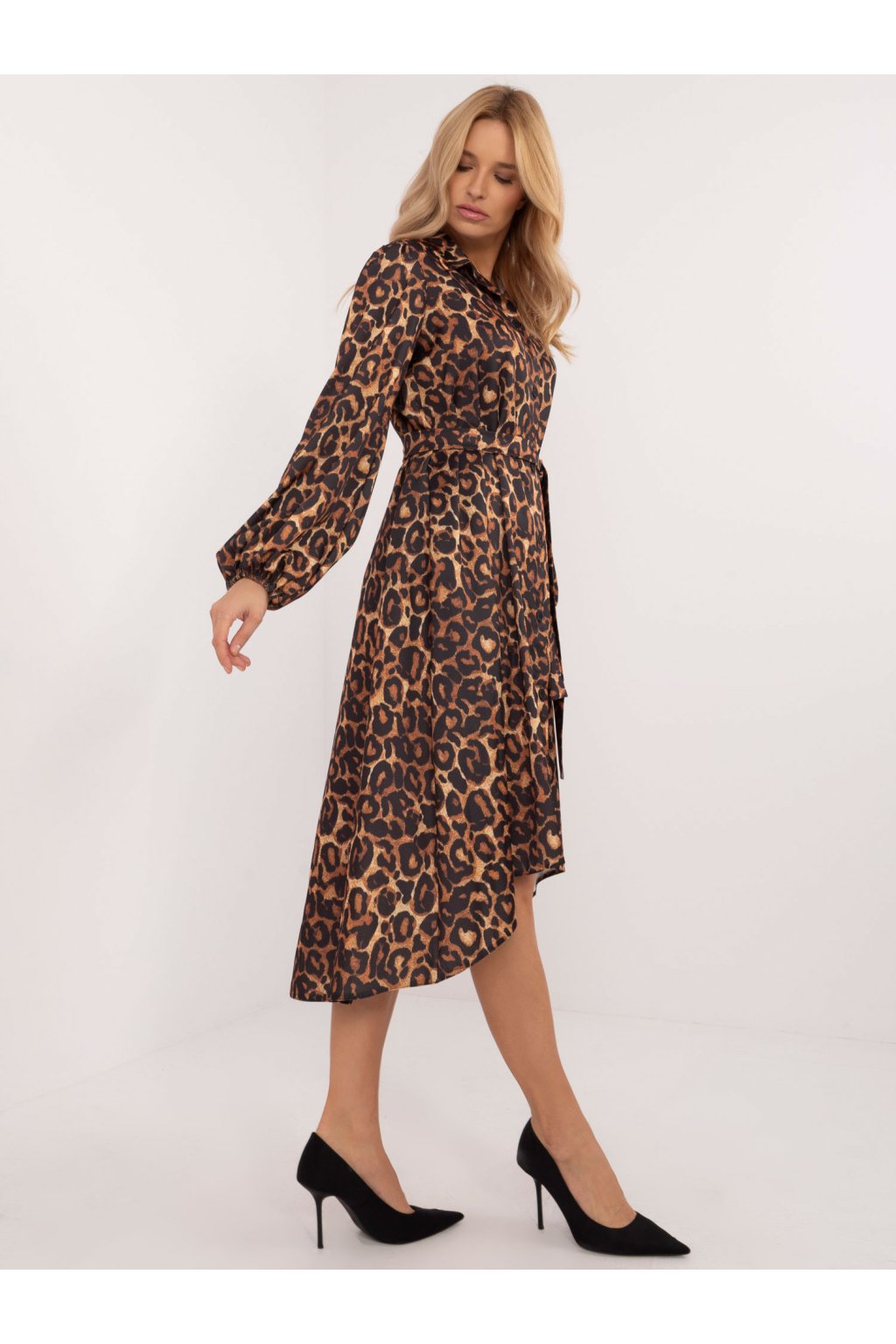 Dámske hnede camel šaty košeľové kód produktu LK-SK-509790.25