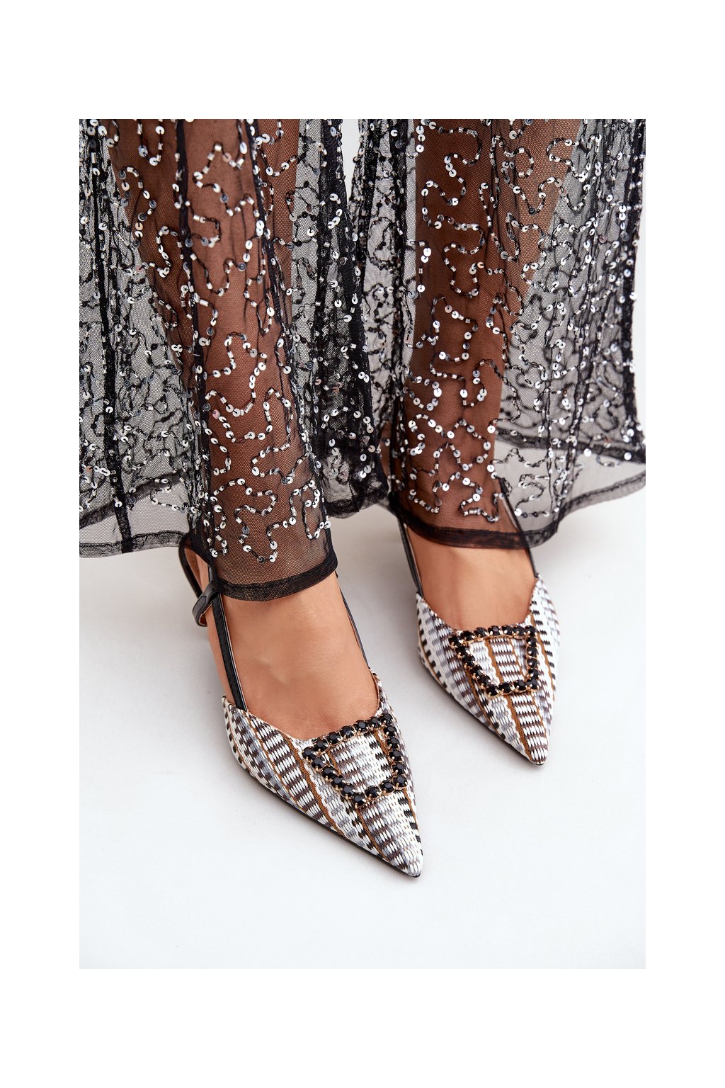 Čierne dámske lodičky na ihlovom podpätku s eko kožou, kód produktu QQ-210 BLACK