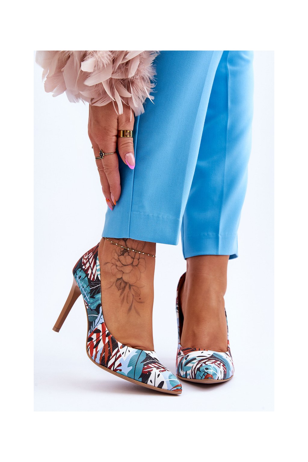 Dámske viacfarebné lodičky z prírodnej kože na ihlovom podpätku, kód produktu 2659 MADAGASKAR