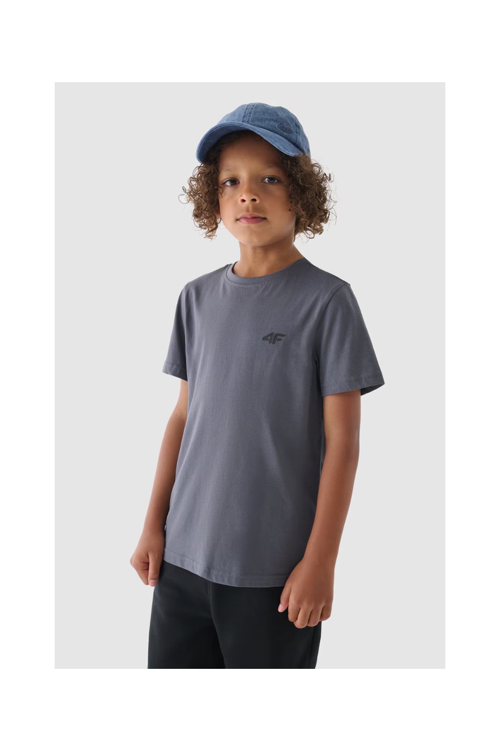 Chlapčenské bavlnené tričko s krátkým rukávom, hladké, sivé, kód produktu M1626-25S