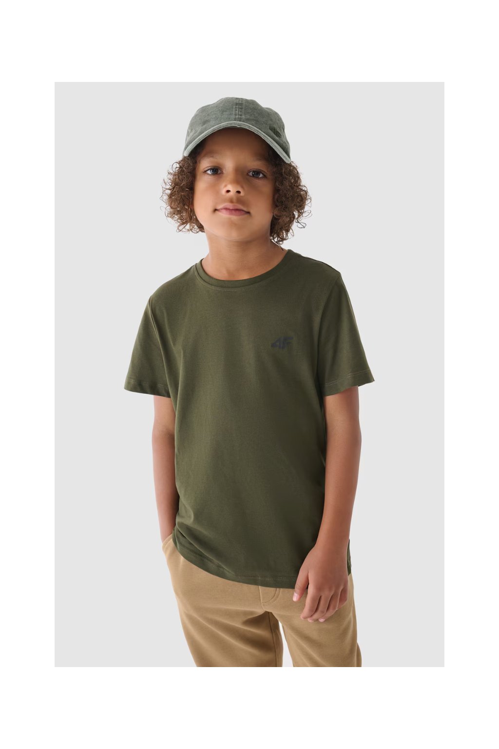 Chlapčenské bavlnené tričko bez potlače, hnedé, kód produktu M1626-43S