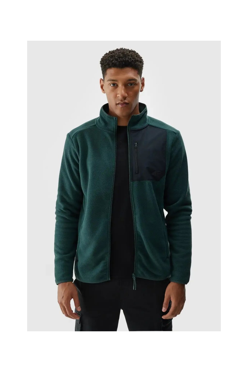 Pánska mikina s kapucňou Polar 4F zelená, polyesterová, zapínanie na zips, kód produktu M250-40S