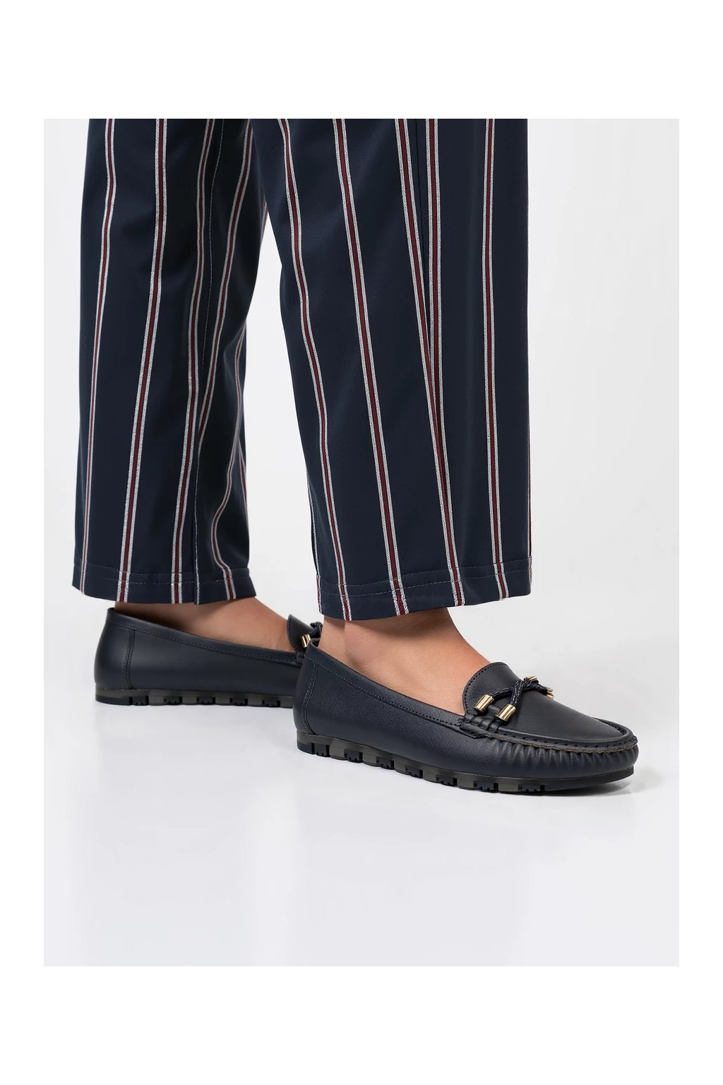 Dámske modré mokasíny z eko kože AMEILA NAVY na plochej podrážke, kód produktu 1738