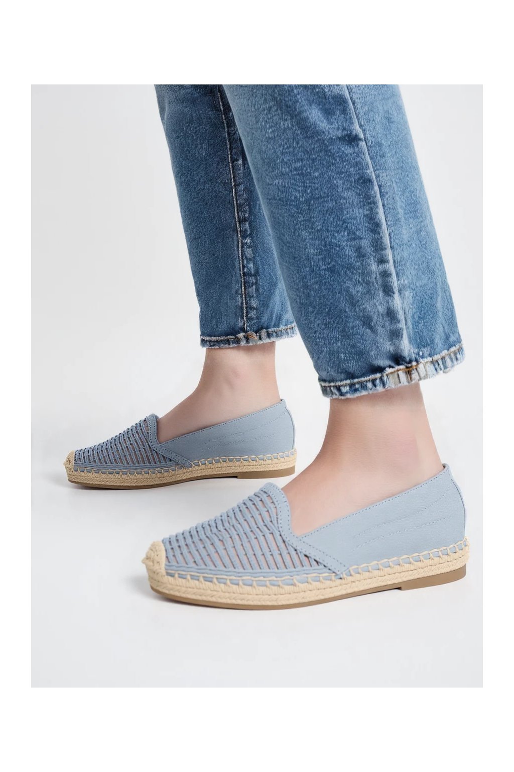 Čalúnené modré dámske sandále s zaoblenou špičkou, kód produktu CZ-3 JEANS