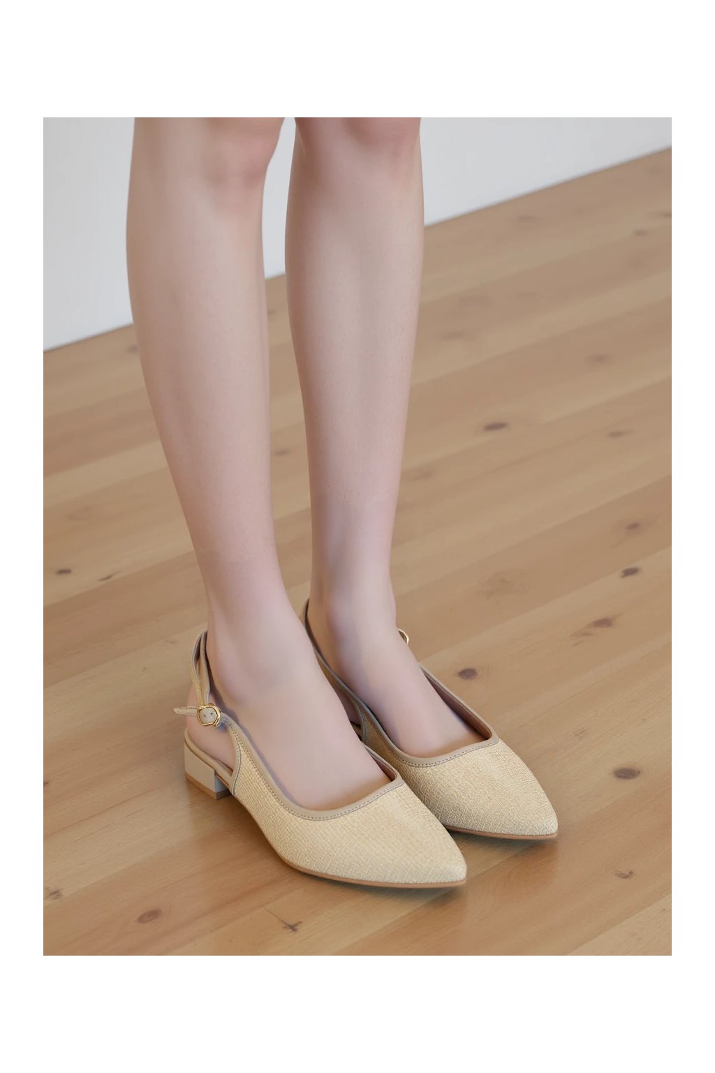 Dámske béžové (kachna) sandále s tkanou textúrou, elegantné a nenáročné, kód produktu BO-259 KHAKI