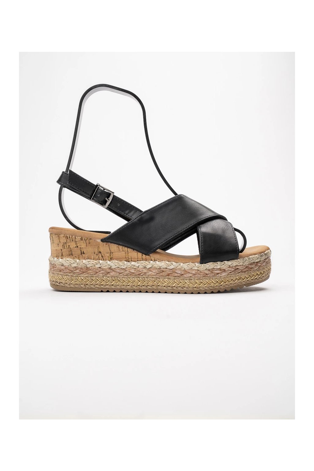 Dámske offwhite sandále z eko kože na rovnej podrážke, minimalistický štýl, kód produktu YQ77-005 BLACK