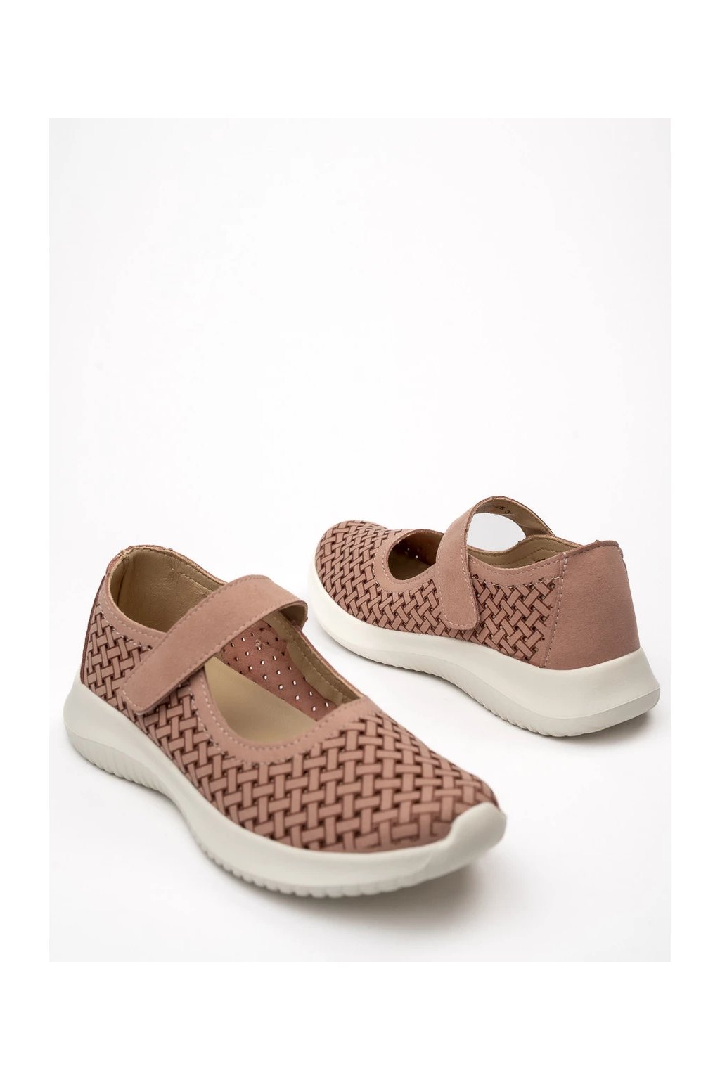 Dámske strieborné mokasíny z eko semišu, každodenné, smart casual, kancelárske, s mandľovou špičkou, kód produktu LT33-25_PINK