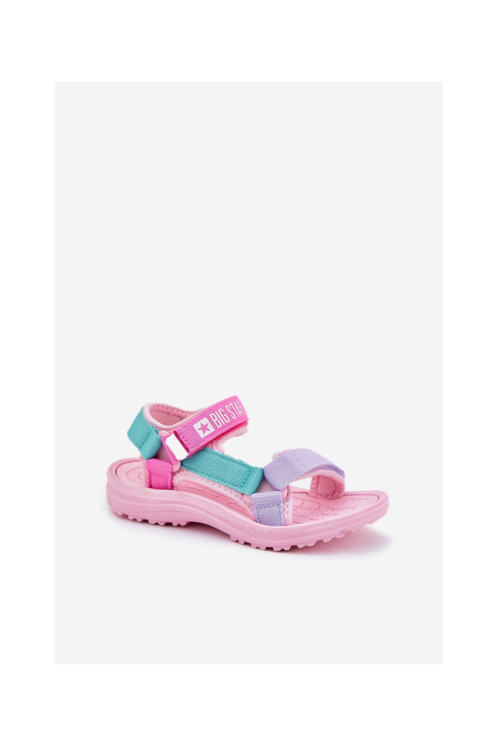 Ružové detské sandále s textilným vrchným materiálom na suchý zips, kód produktu RR374519