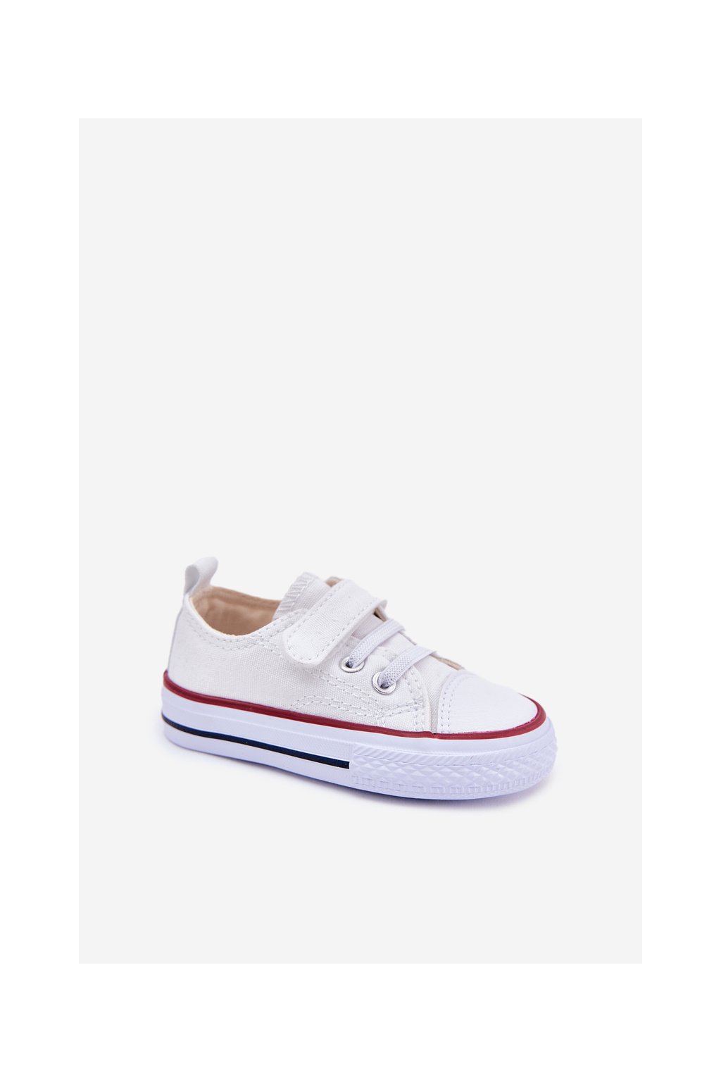 Biele detské tenisky na suchý zips s textilným vrchným materiálom a textilnou vložkou, kód produktu RC04/RC05-5 WHITE